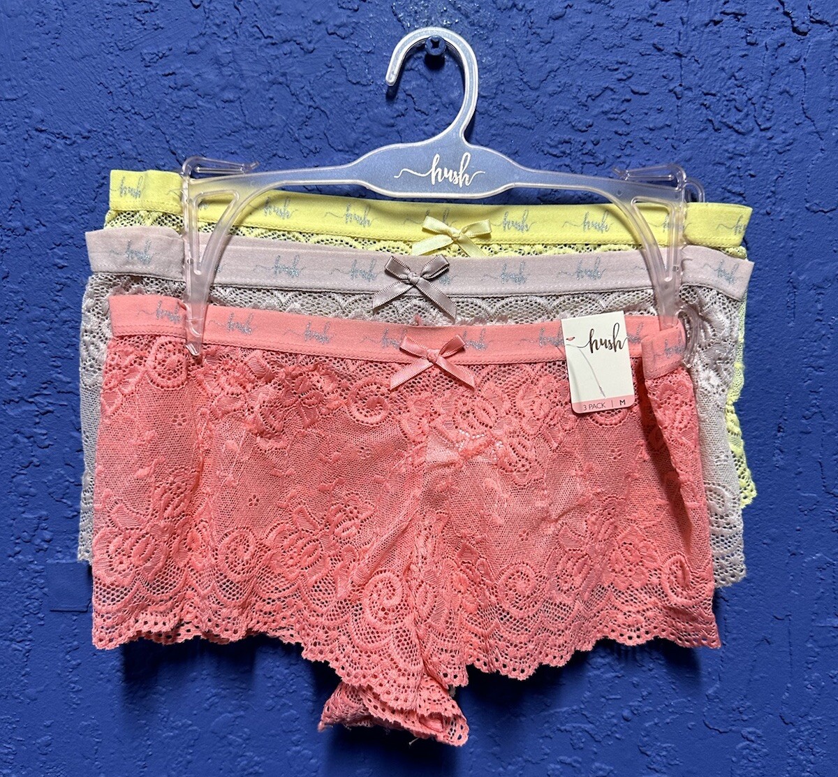 Hush Lace Boy Shorts Panties Women’s Size Medium 3-Pack