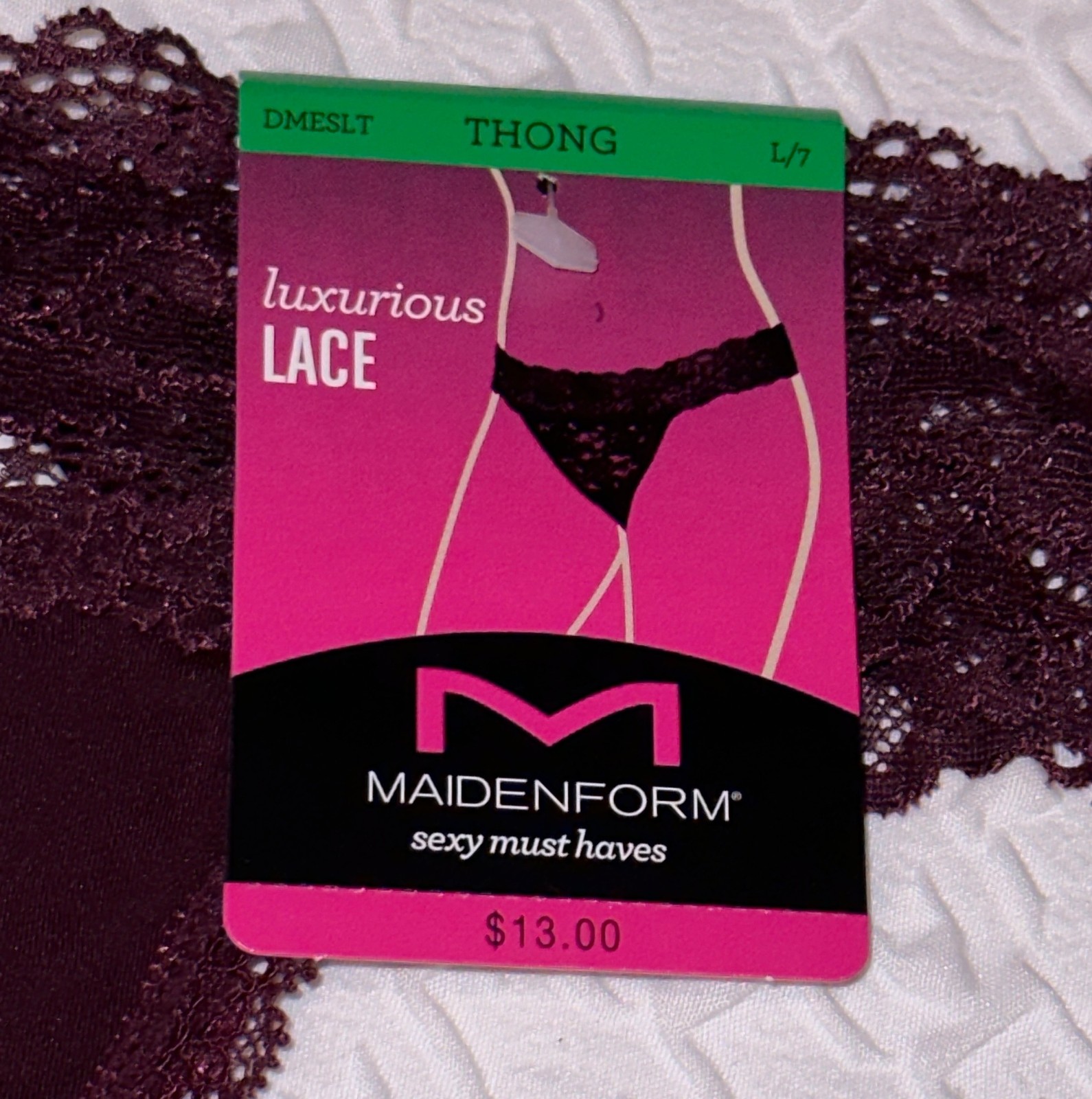 MAIDENFORM Sexy Must Haves Luxurious Lace Nightfire Red Thong Panty M L XL 2XL