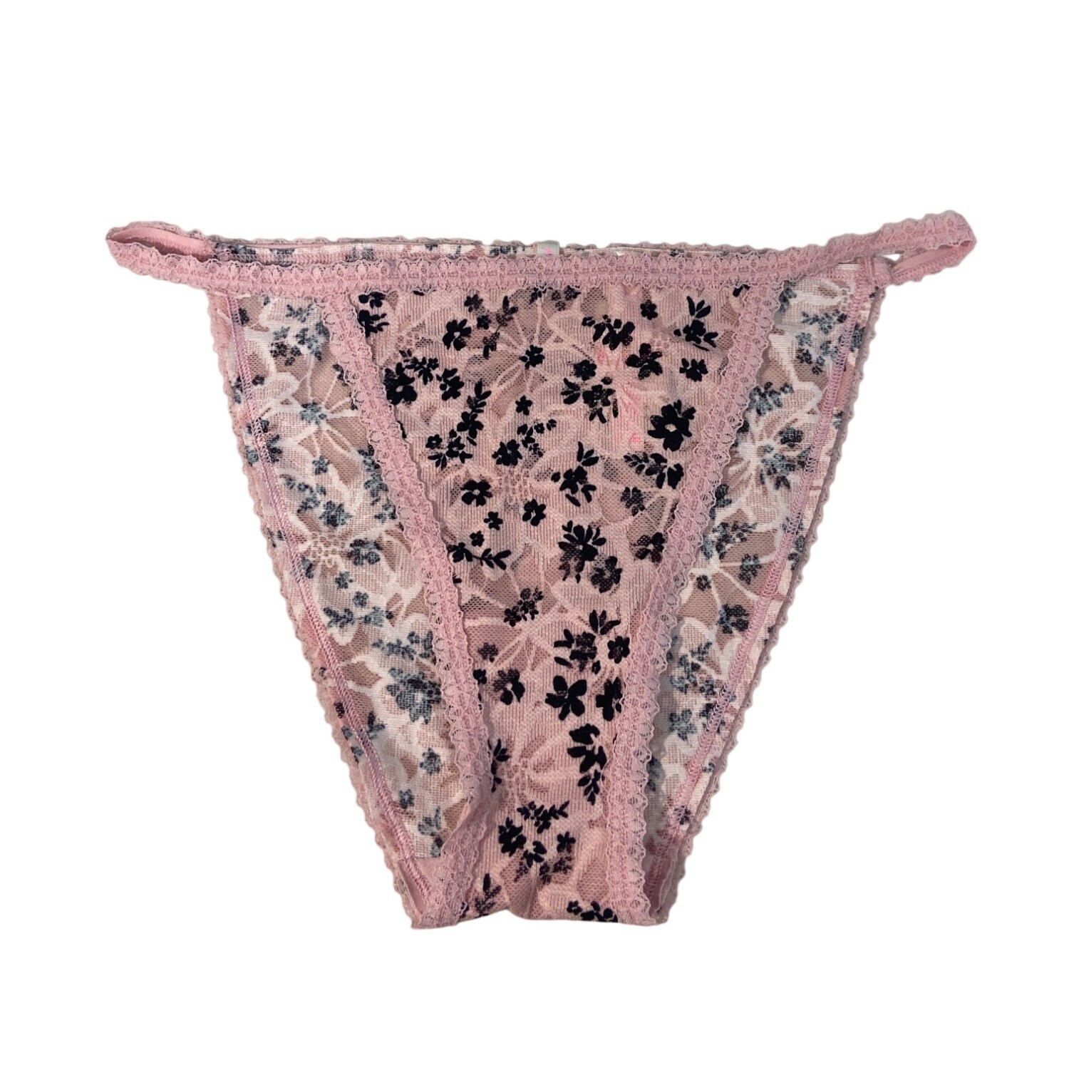 Pink Floral Lace Thong Size Meduim – New with tags