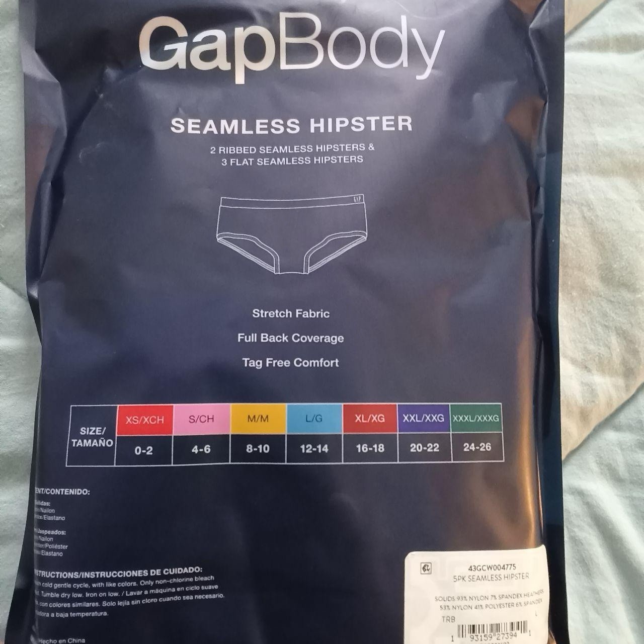 GapBody Seamless Hipster Panties 5 Pack Multicolor L/G Stretch Tagless Full Back