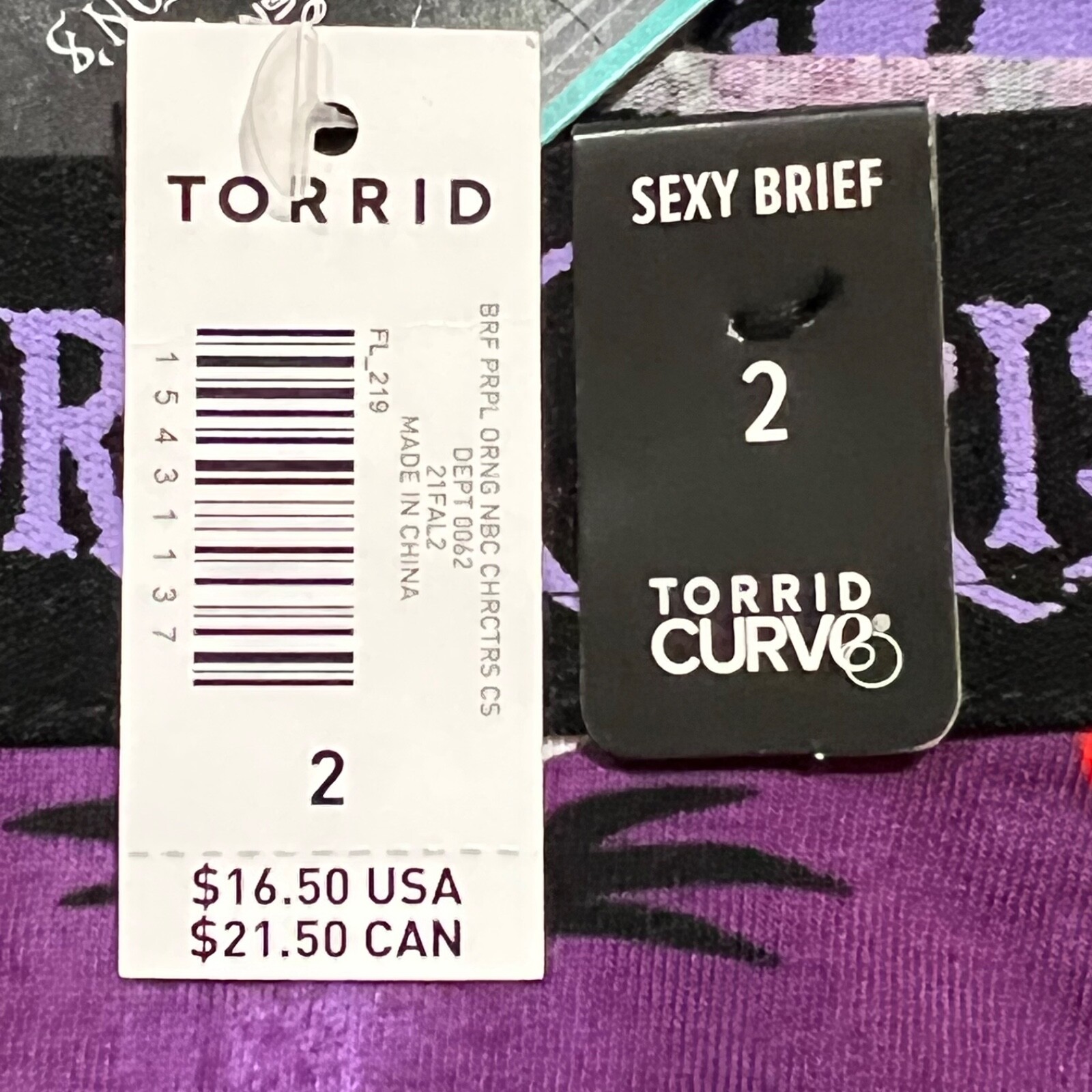 NWT TORRID Nightmare Before Christmas Sexy Brief Pantie Sz 1X-2X-3X-4X Purple