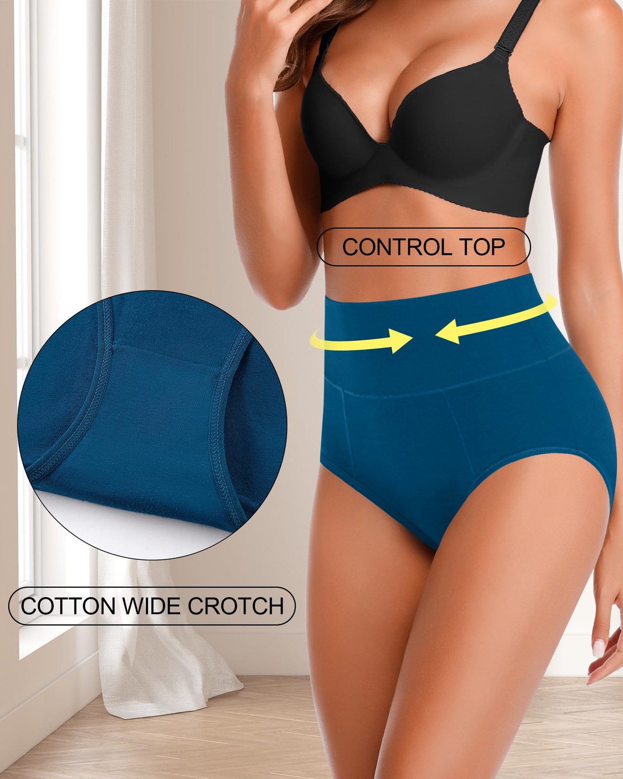 High Waisted Plus Size Tummy Control Cotton Briefs for Women – XL Pack