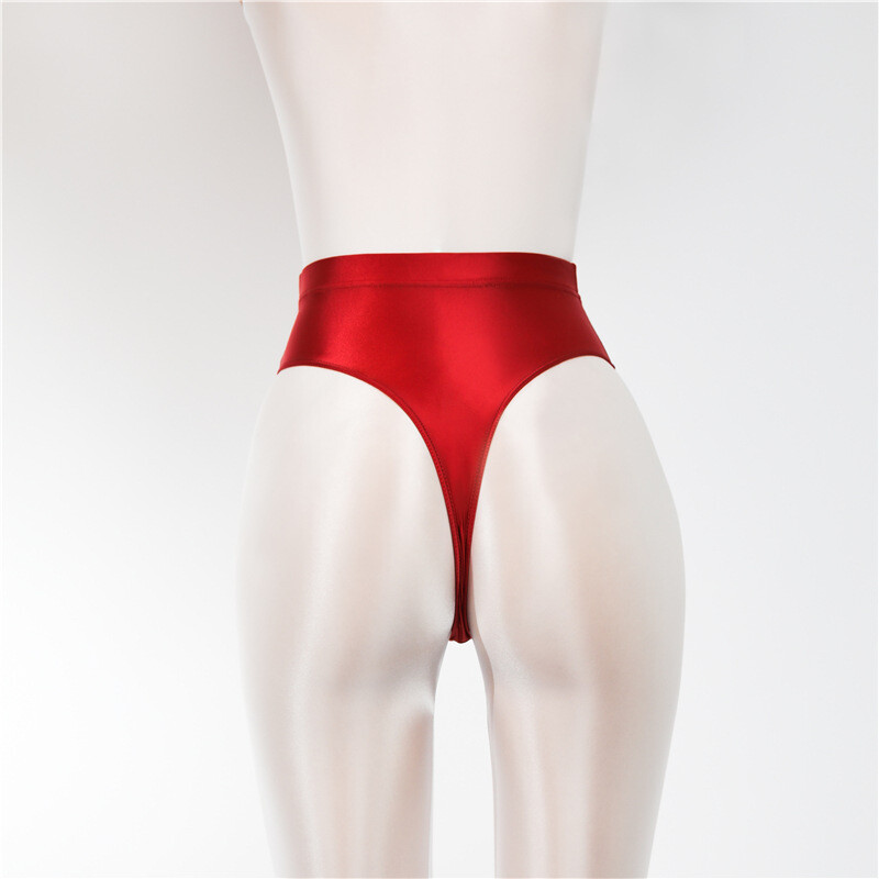 Glossy Shiny Satin T-back Panties Wet Look Thongs Plus Size Underwear
