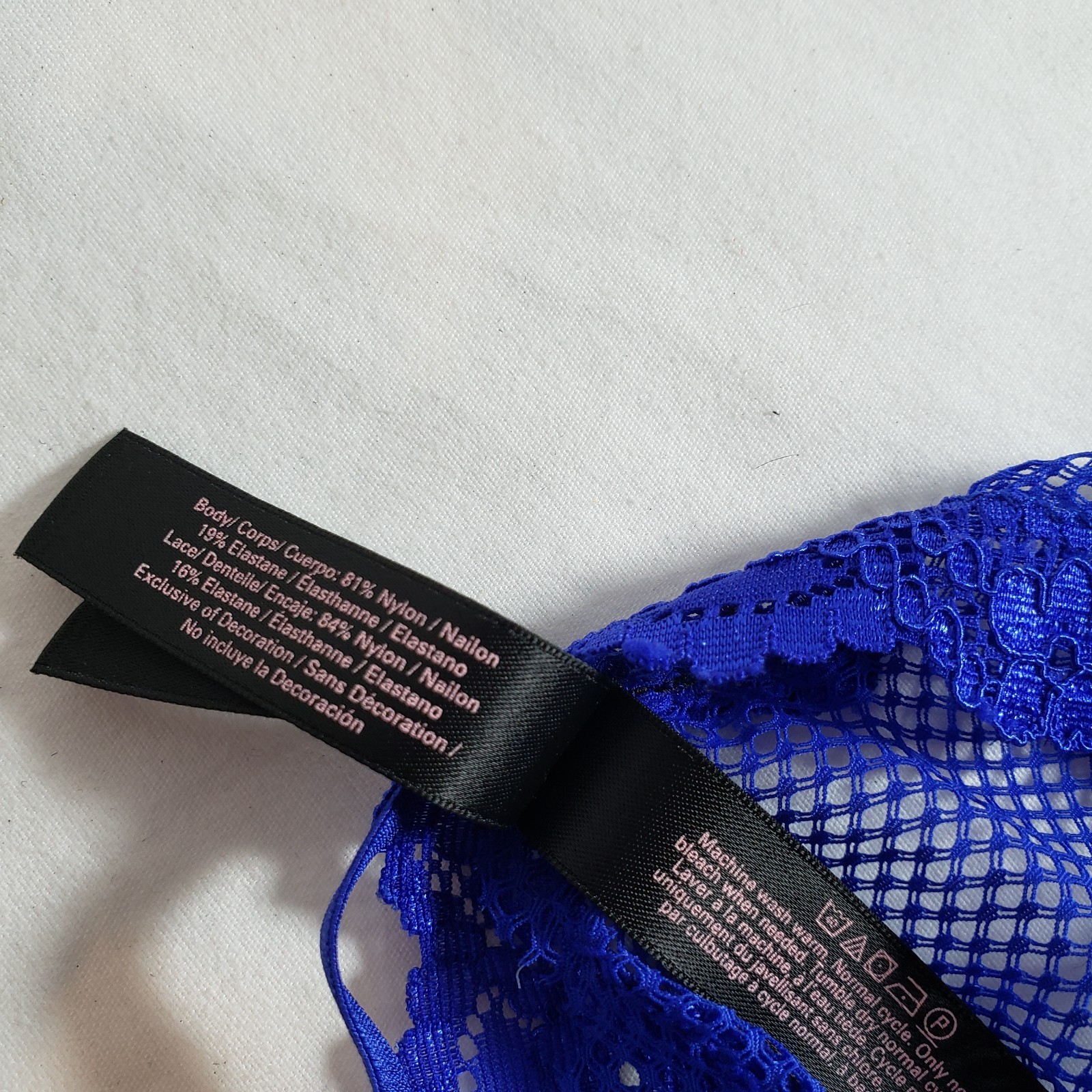 Victoria’s Secret Cheeky Small Royal Blue Sheer Fishnet T-Back Lace Trim