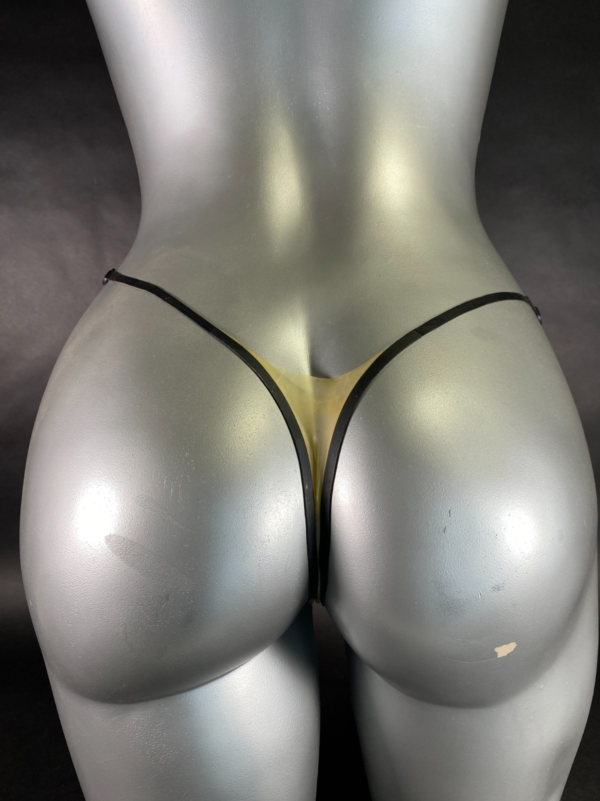 Transparent & Black Latex Micro Panties Thongs Handmade U.S. Designer Sz Large