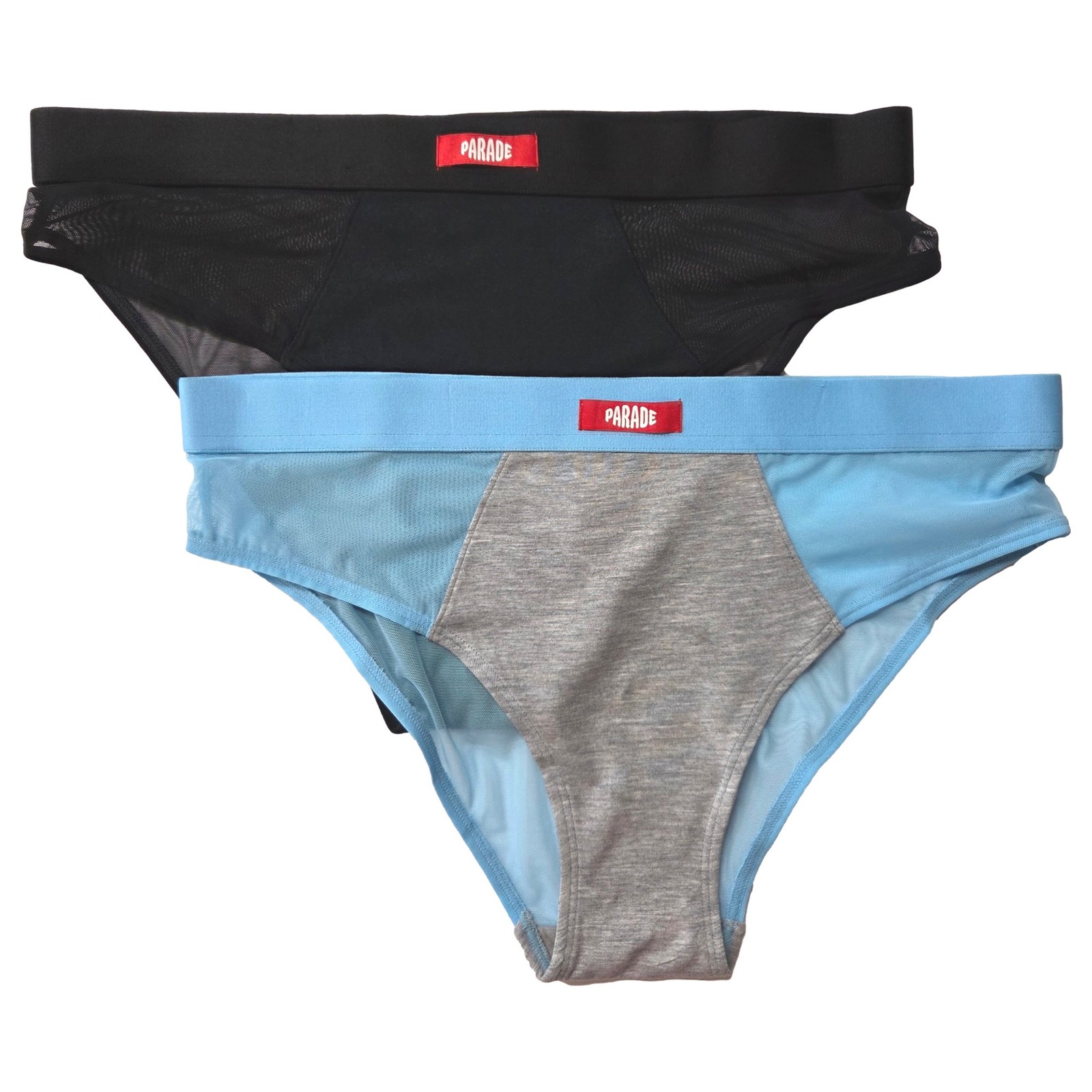 Parade Womens 2 Pack Brief Underwear Blue & Black Mesh Side Panties Set