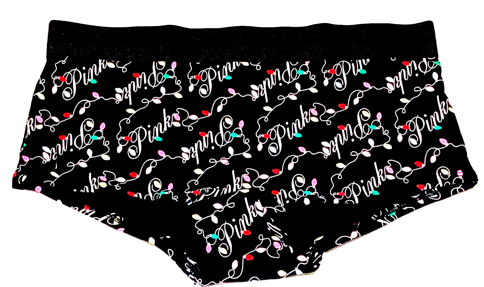 L – NWT Victoria’s Secret black cotton shortie panty logo Christmas (d160)