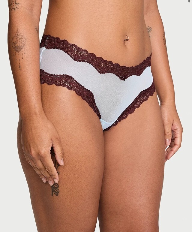❤ NWT Victoria’s Secret Tease MESH LACE TRIM CHEEKY Panties -LOT OF 3- NEW Sz S