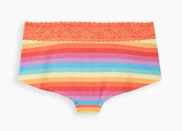 Torrid Rainbow Stripes Boyshort Panties Women’s Plus Size 4-4X-26 Lace Waistband