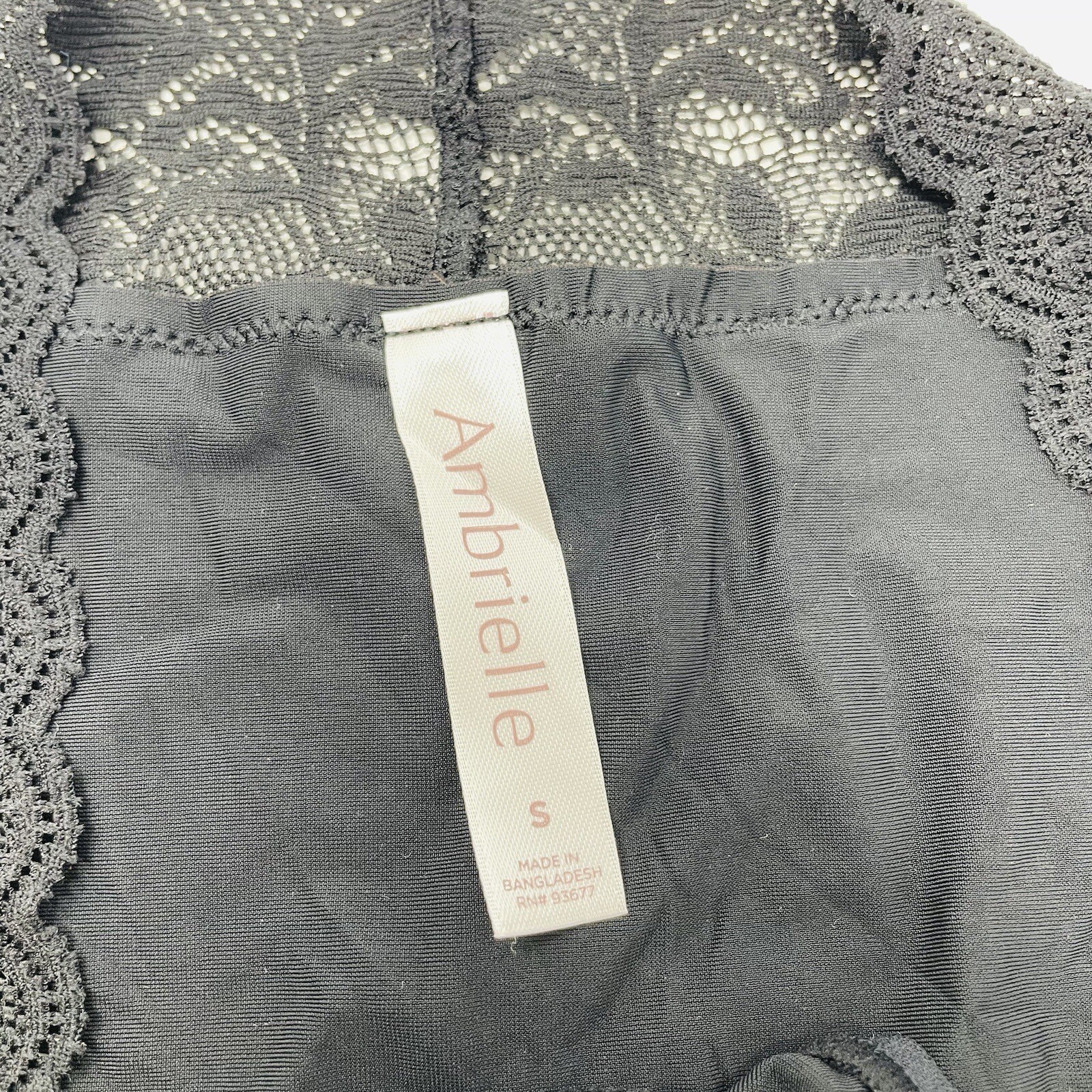 Ambrielle Womens Size Small/5 Lace Trim Super Soft Bikini Panty in Black 1235