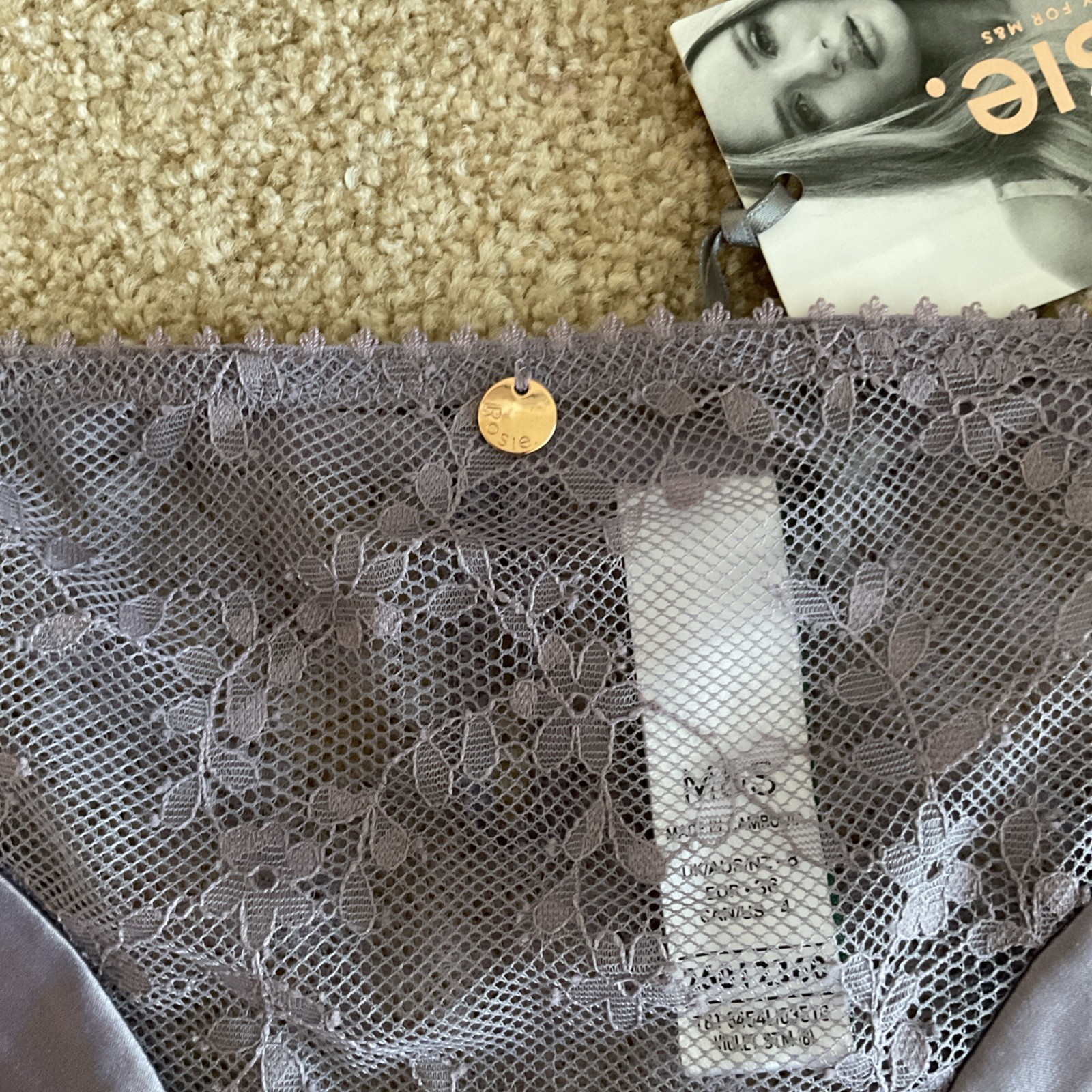M&S Size 8 Rosie Rosa High Leg Knickers Lace With Touches Of Satin Violet Storm