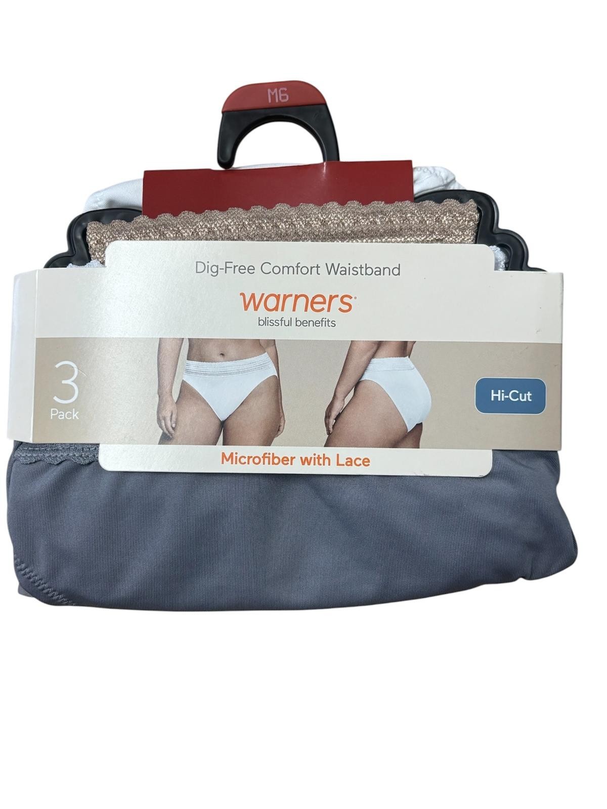 Warners Womens 3 Pack Dig Free Cotton With Lace Hipster Panty Variety