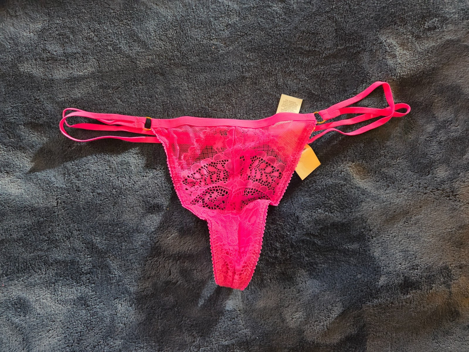 Aerie hot pink lace/mesh double strap G-string panties size L