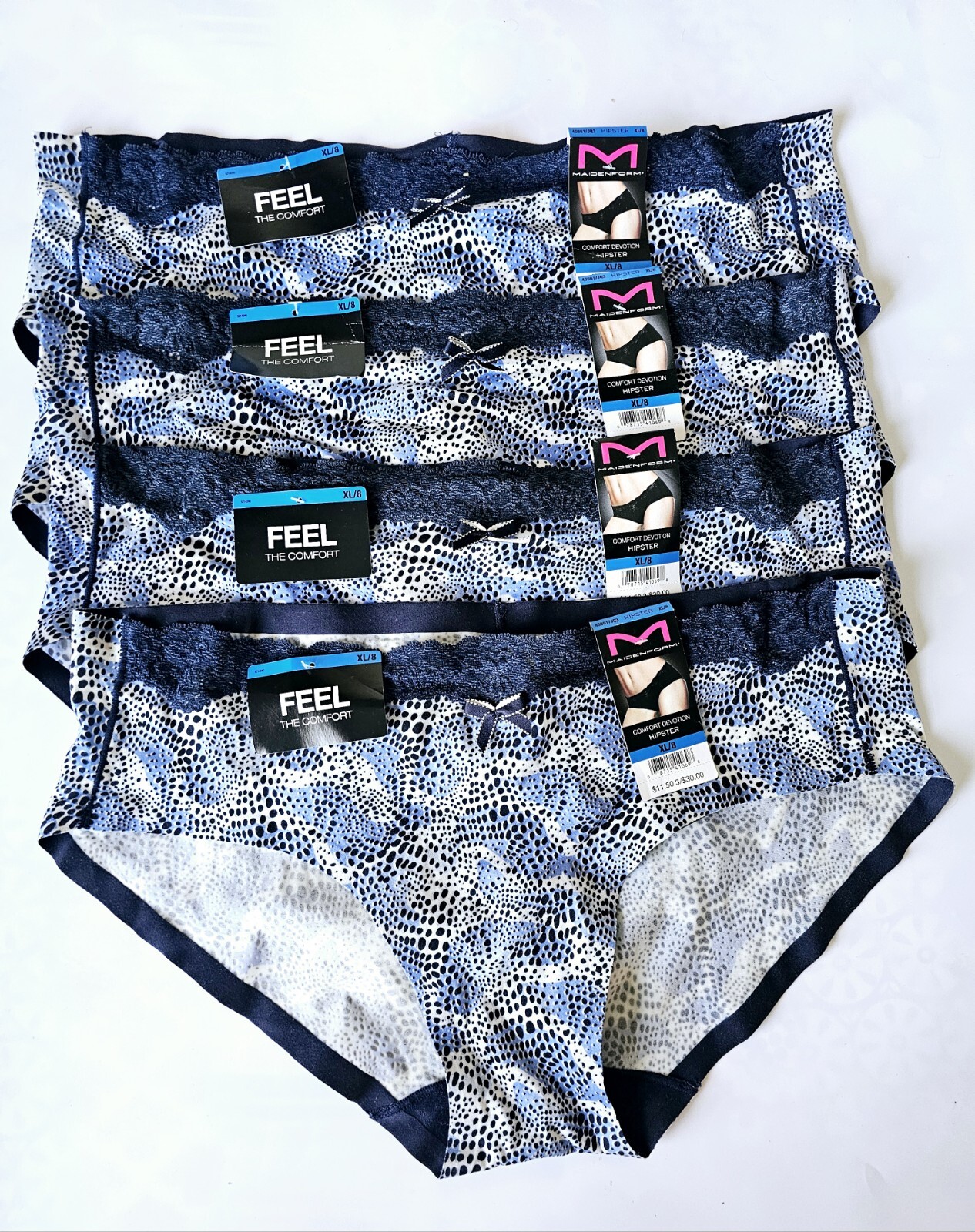 Maidenform 40861 4-Pair Women Comfort Devotion Hipster Panty Underwear Size 8 XL