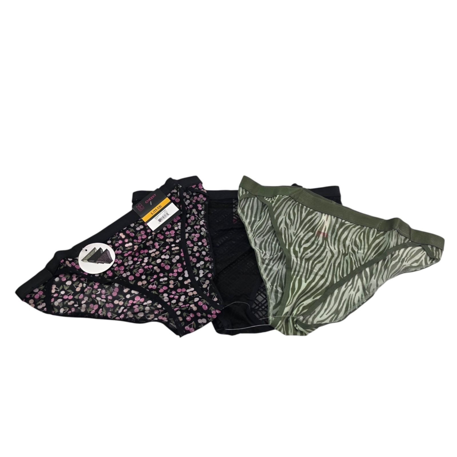 No Boundaries Banded Waist Hi-Cut 3-Pack Cheeky Panties – Size Large (11-13) NWT