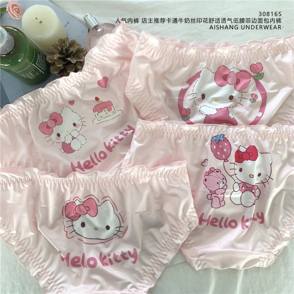 NEW 4pcs/Set KT Kitty Melody Anime Panties Underwear Briefs Lace Girl underpants