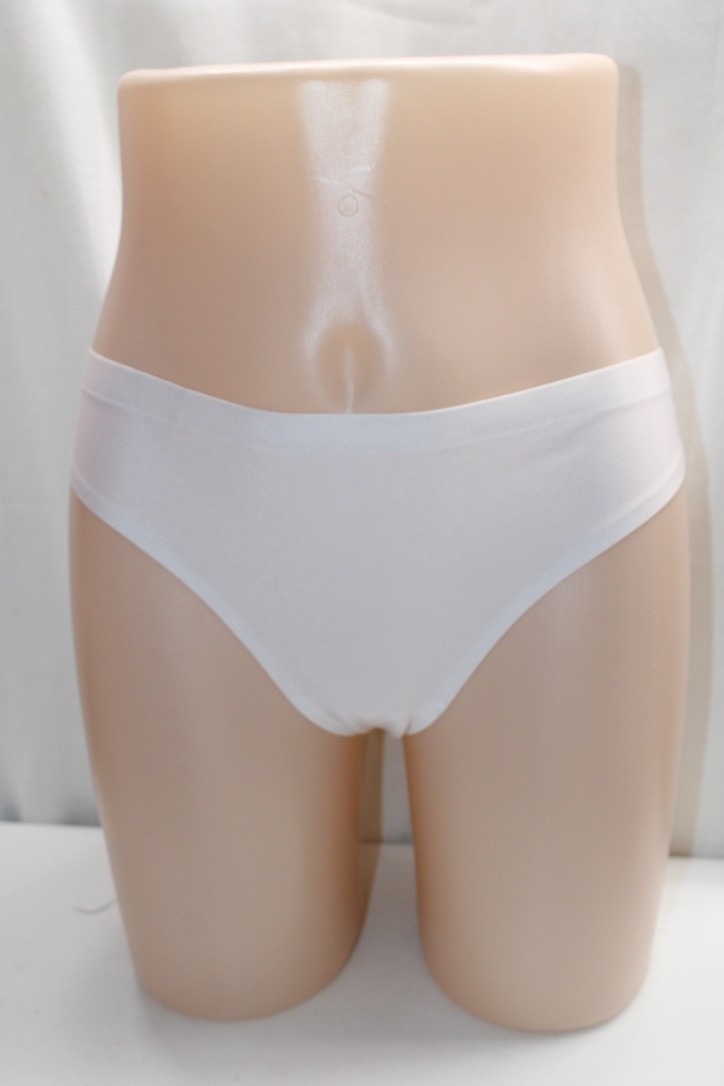 High-Leg White No Show Seamless nylon spandex Cheeky Thong M