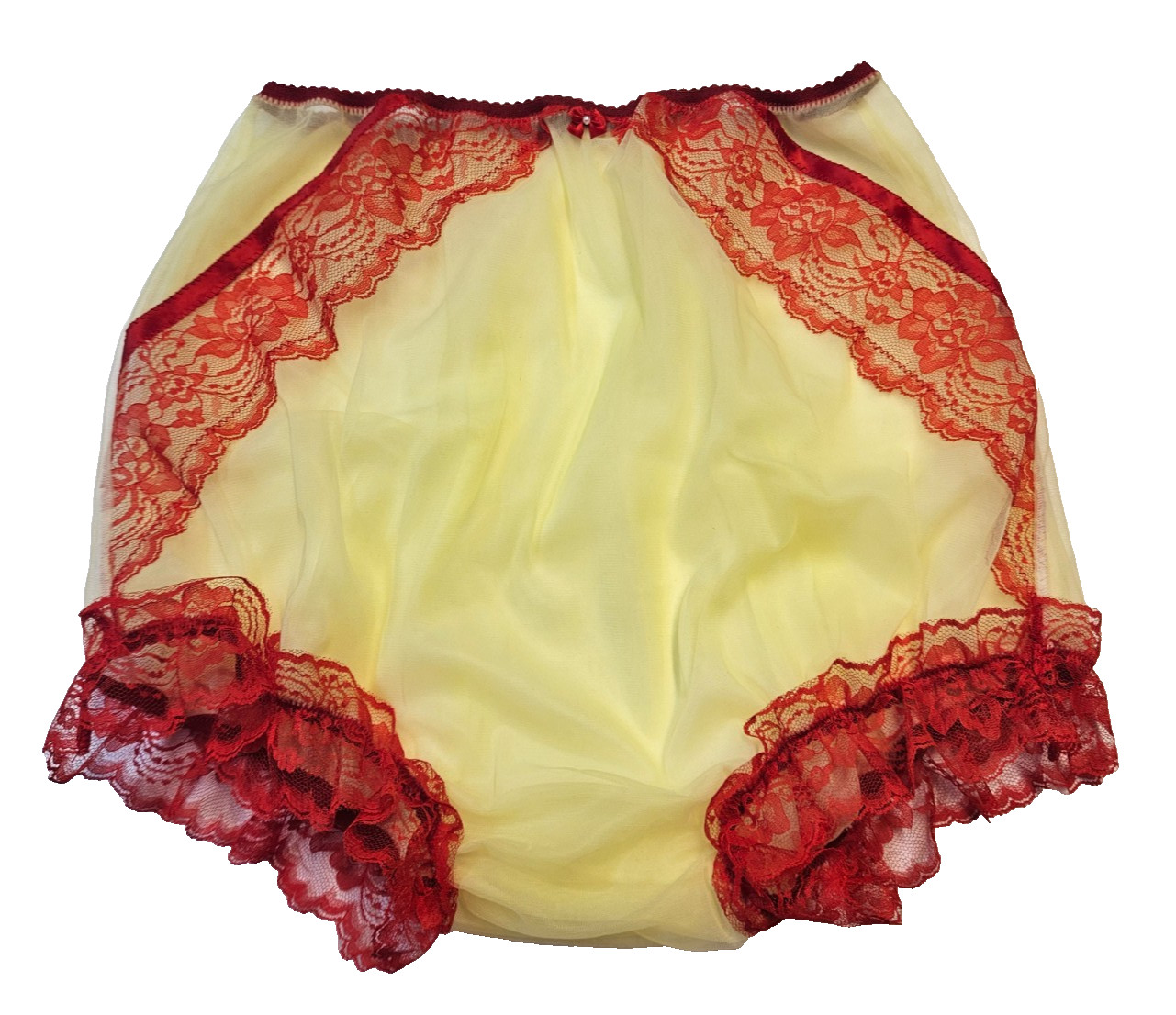 2 Layer YELLOW SHEER Nylon Bloomer SISSY PANTIES Men or Women 27-42 Waistband **
