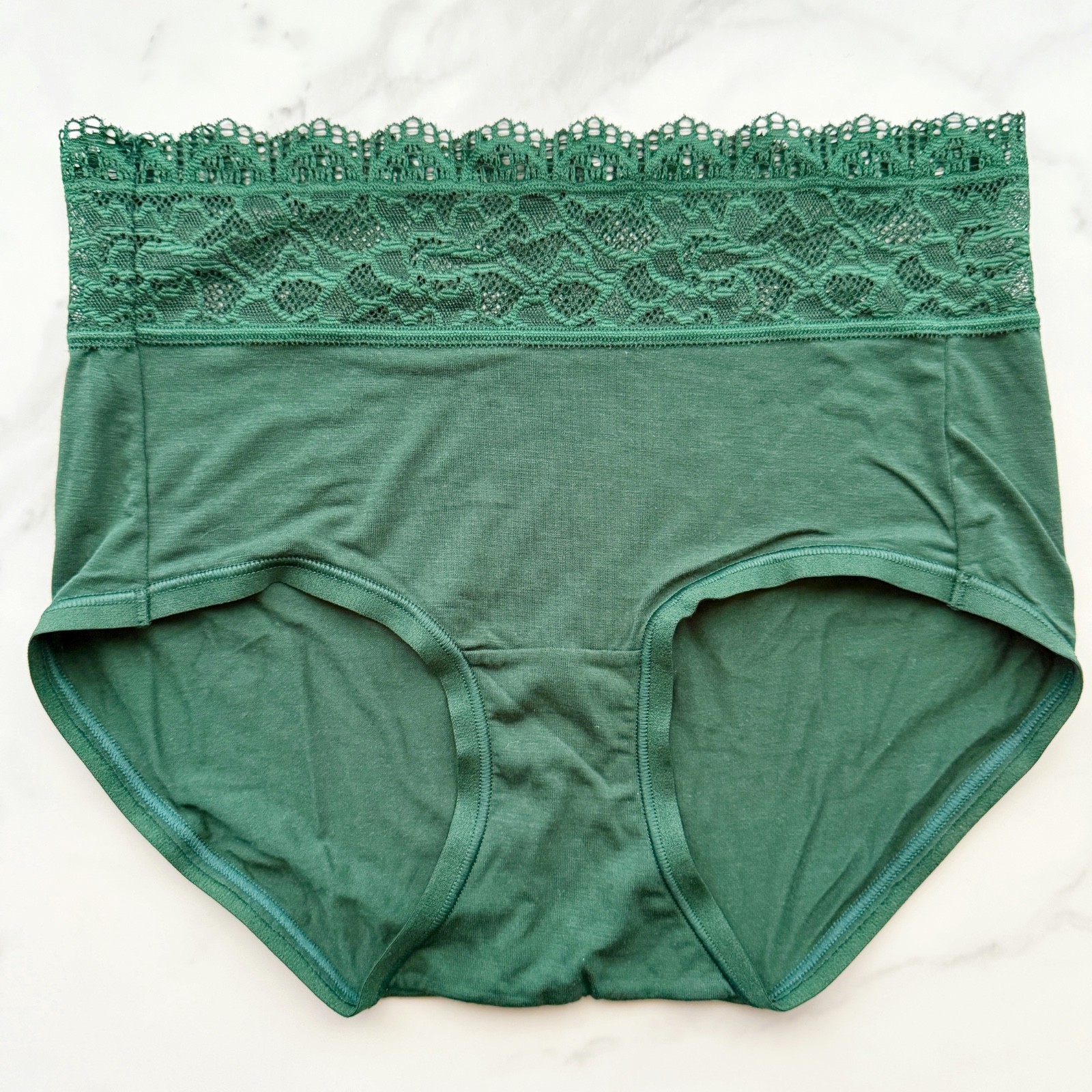 Soma Embraceable Super Soft Enchanting Lace Modern Brief Panty Lush Emerald XS/S