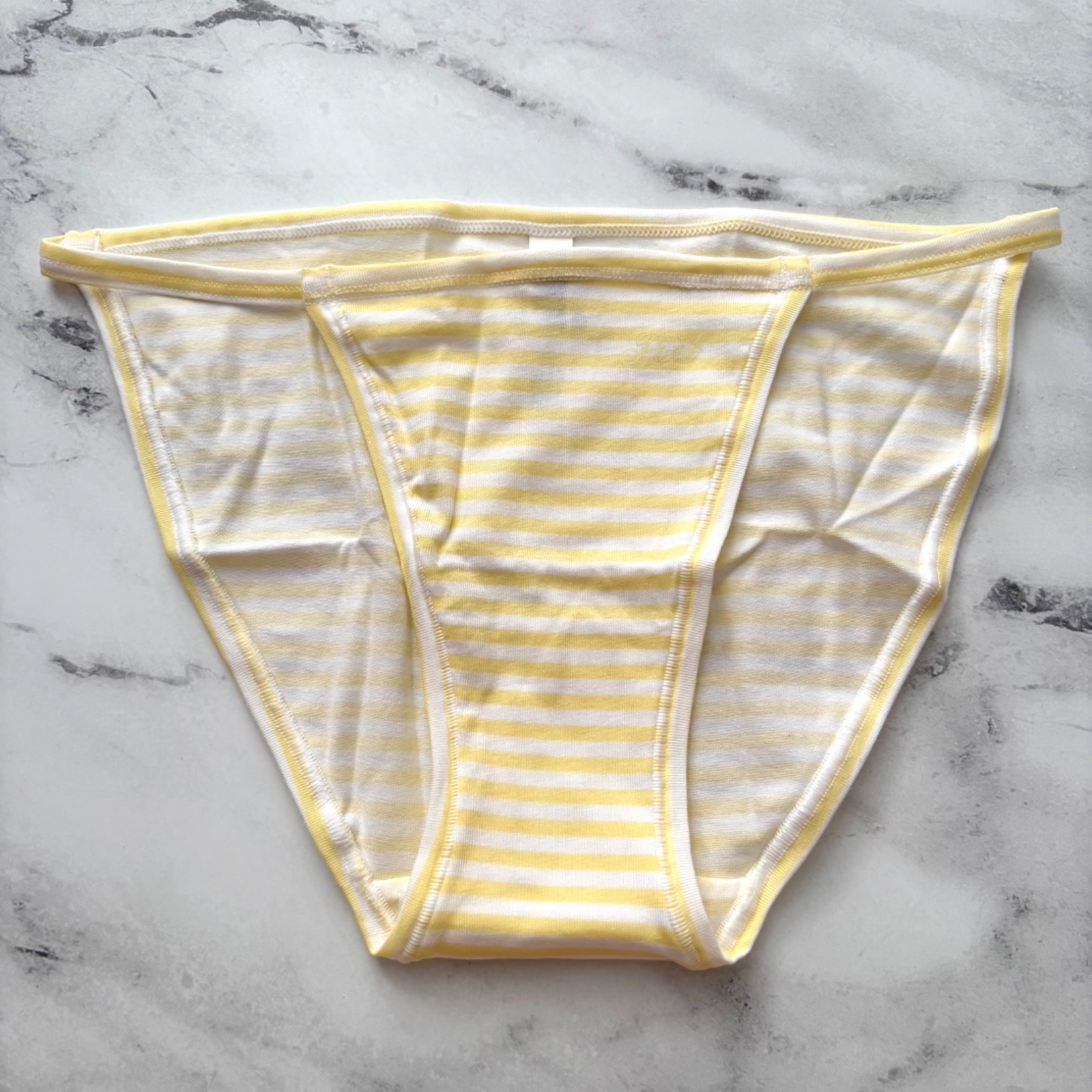 PINK Victoria’s Secret String Bikini Panty Yellow & White Stripe M L XL 2XL