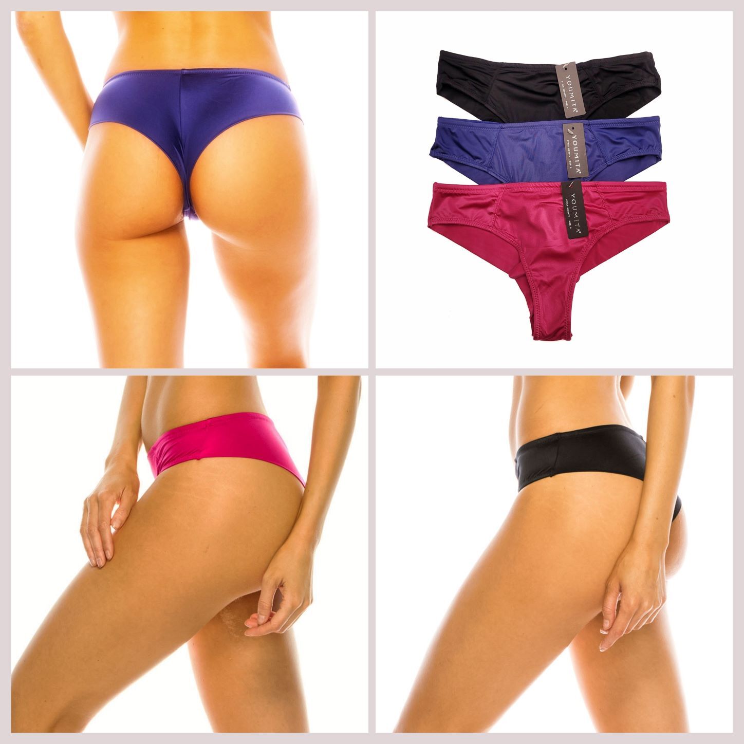 Youmita Shiny Polyamide Satin Cheeky Knicker Bikini Hipster No Line Sexy Panties