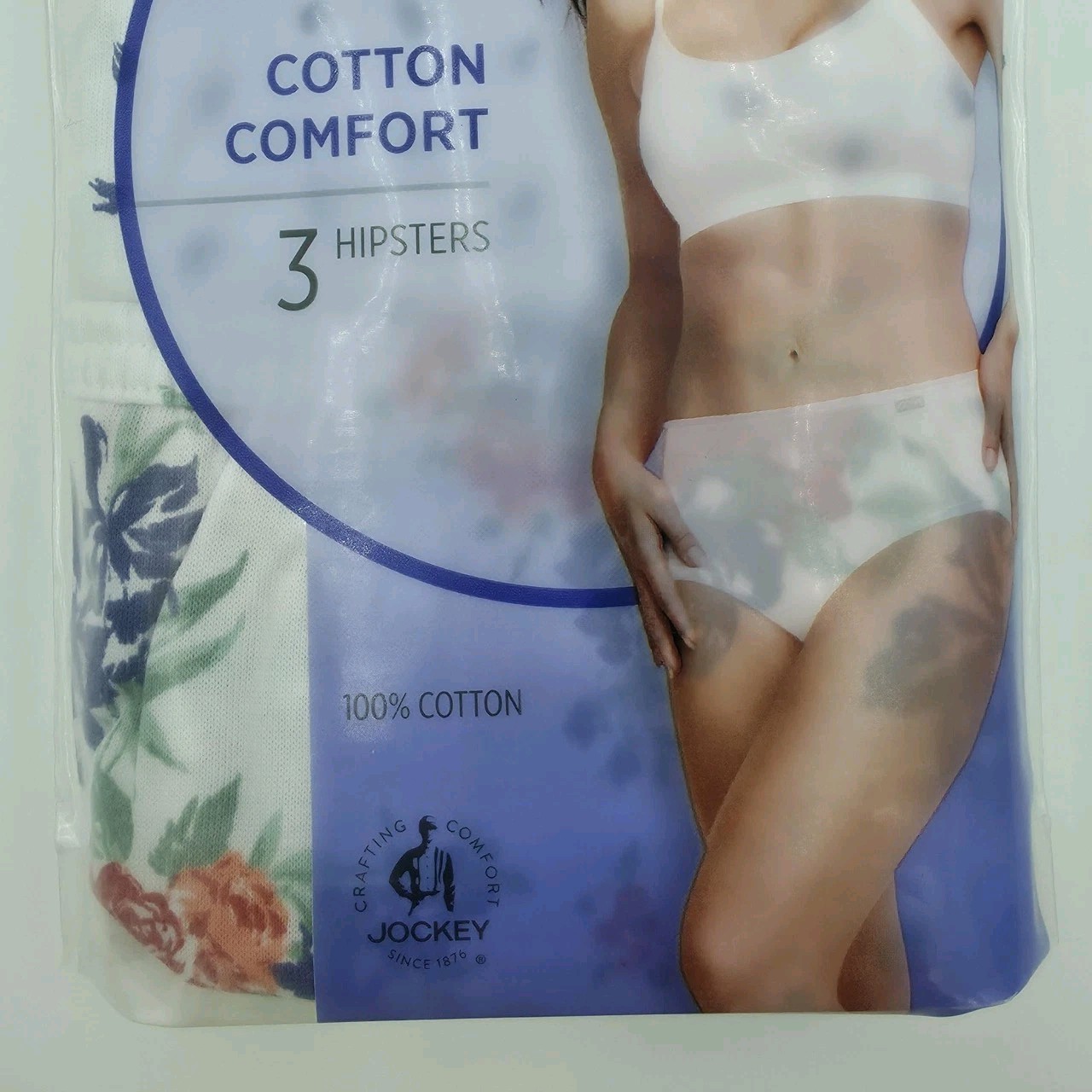 Jockey Elance Cotton Comfort Hipster Panties Womens 6/M Multicolor Floral 3 Pack