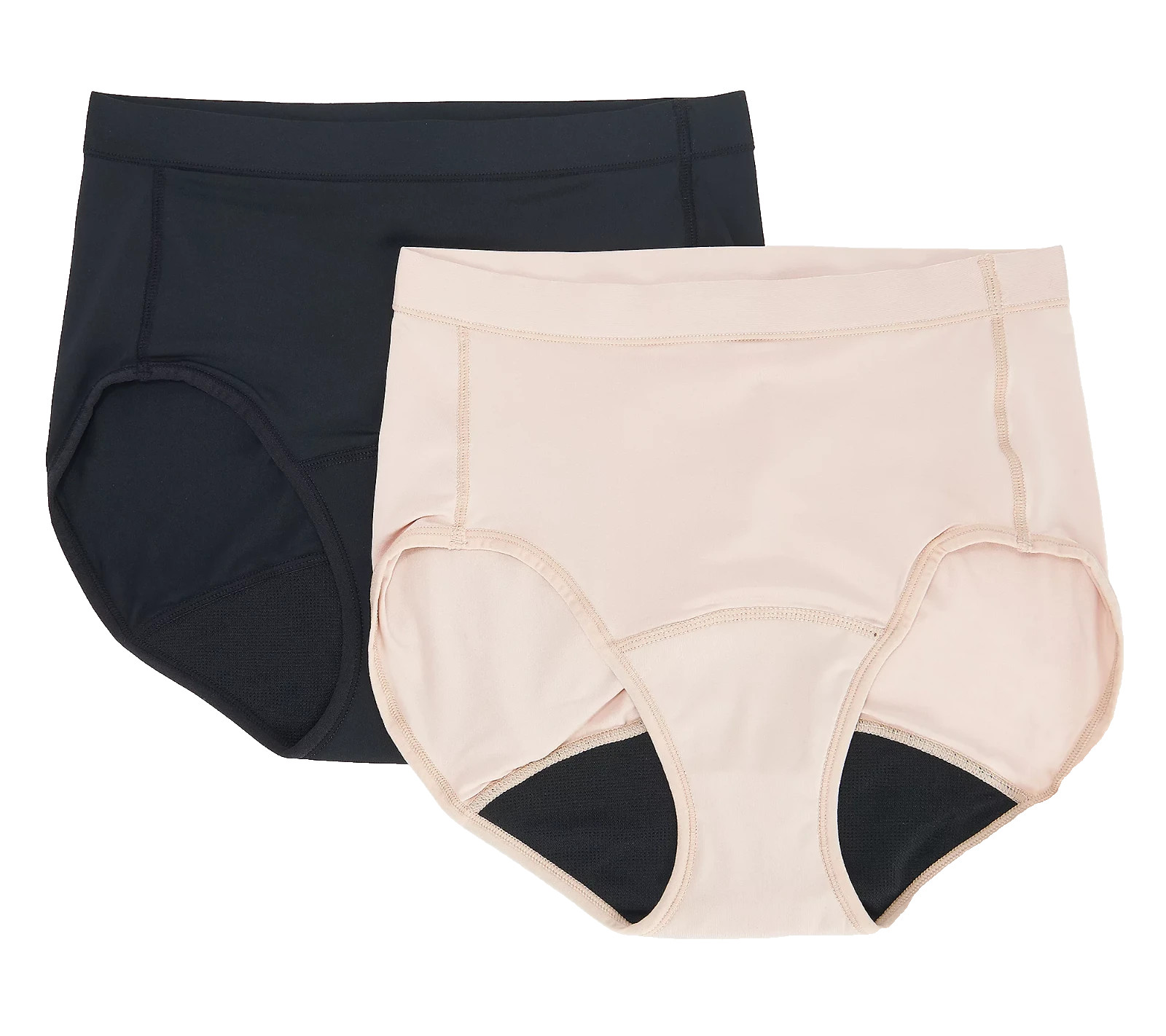 Breezies~Set of 2~Leak Proof Full Briefs~Medium~Sunbeige/Black~A508654 11213