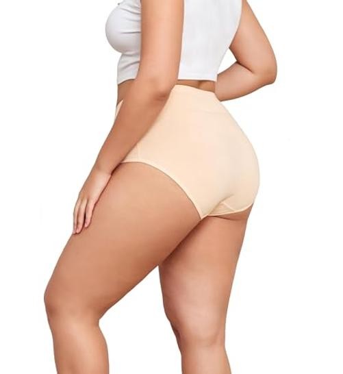 Plus Size Underwear for Women XL-5XL Cotton High Waist XX-Large Plus 4 Nude