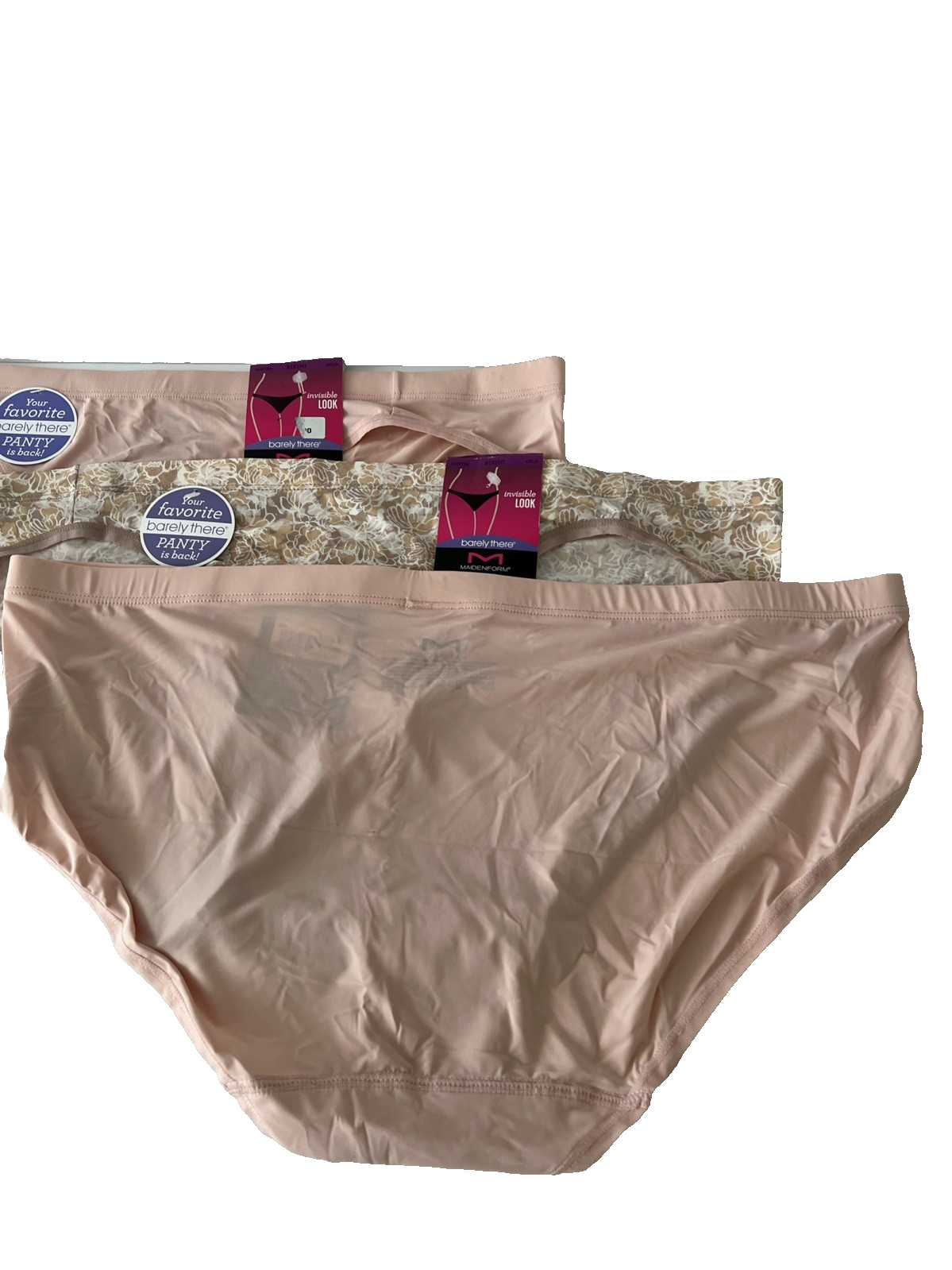 NEW Maidenform 3 Pair Barely There Invisible Look Bikini Panties 2XL/9