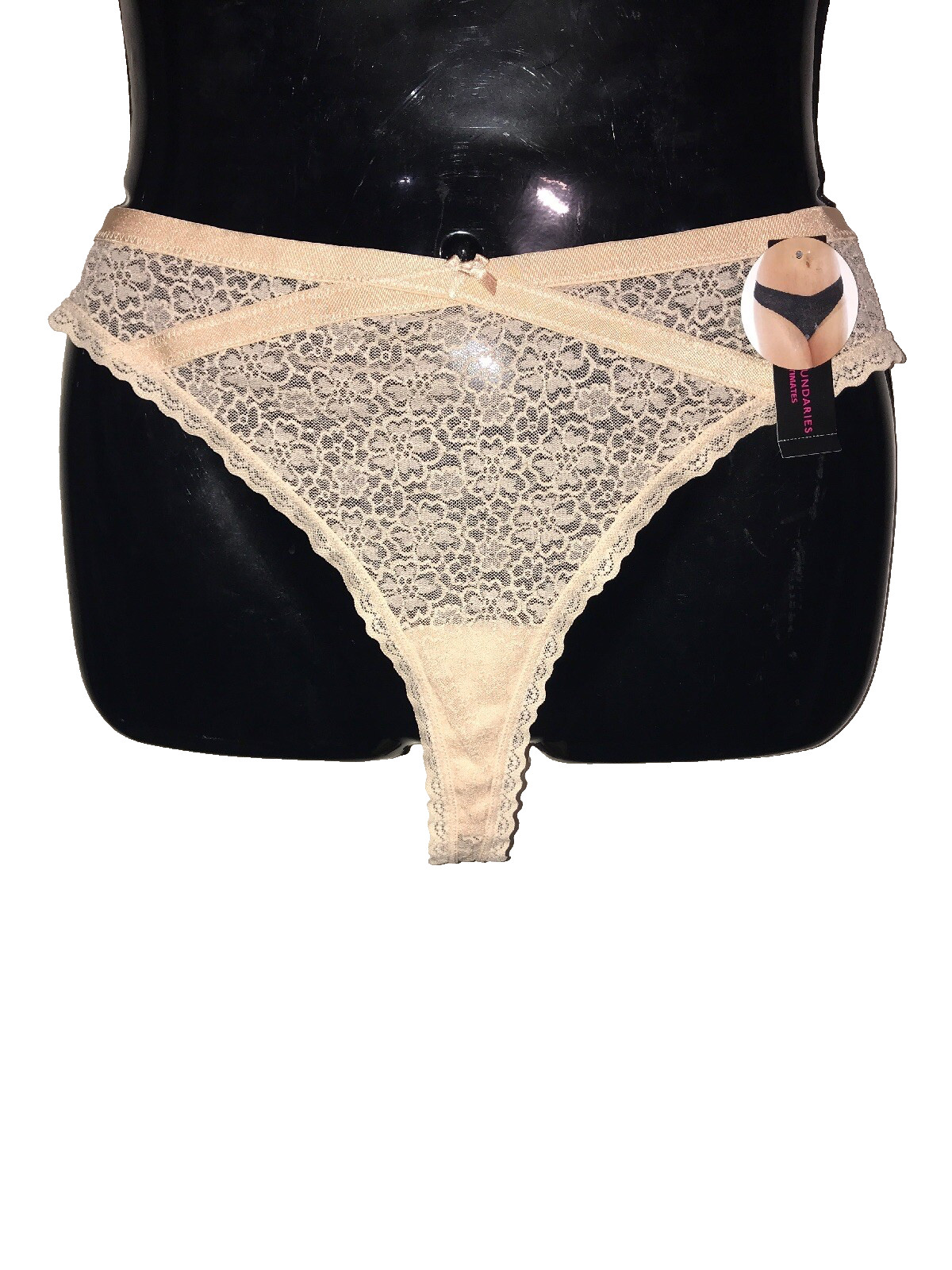 NWTS No Boundaries Floral Lace Thong Sissy Panty Beige Nude Underwear Size 2X