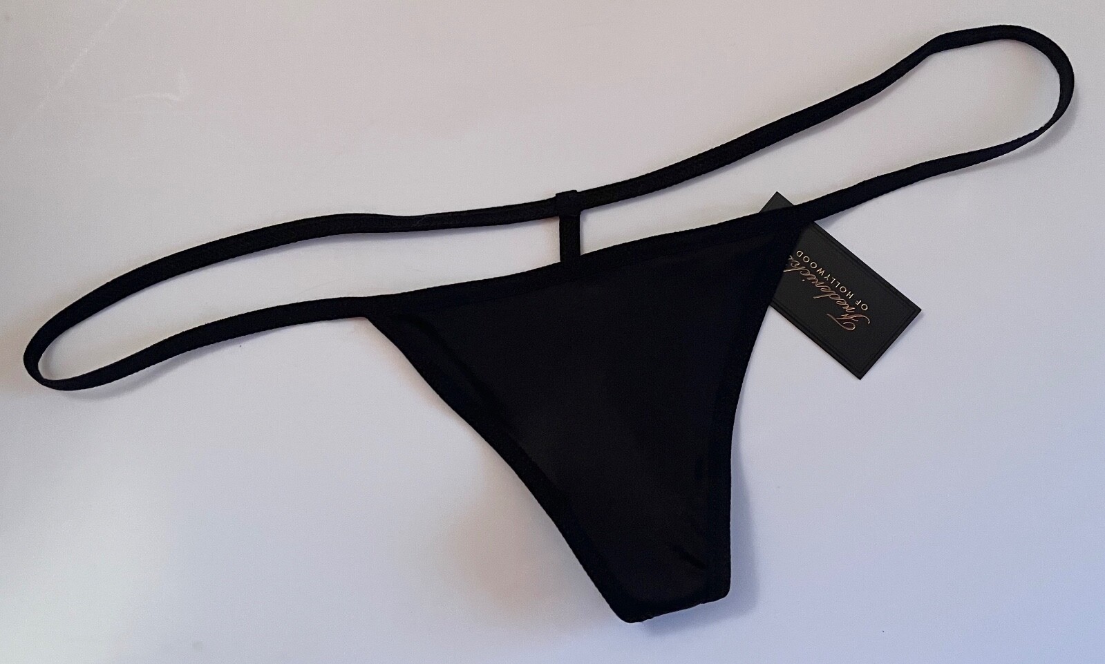 NWT FREDERICK’S OF HOLLYWOOD BLACK SMOOTH MINI TINY G V STRING THONG PANTIES