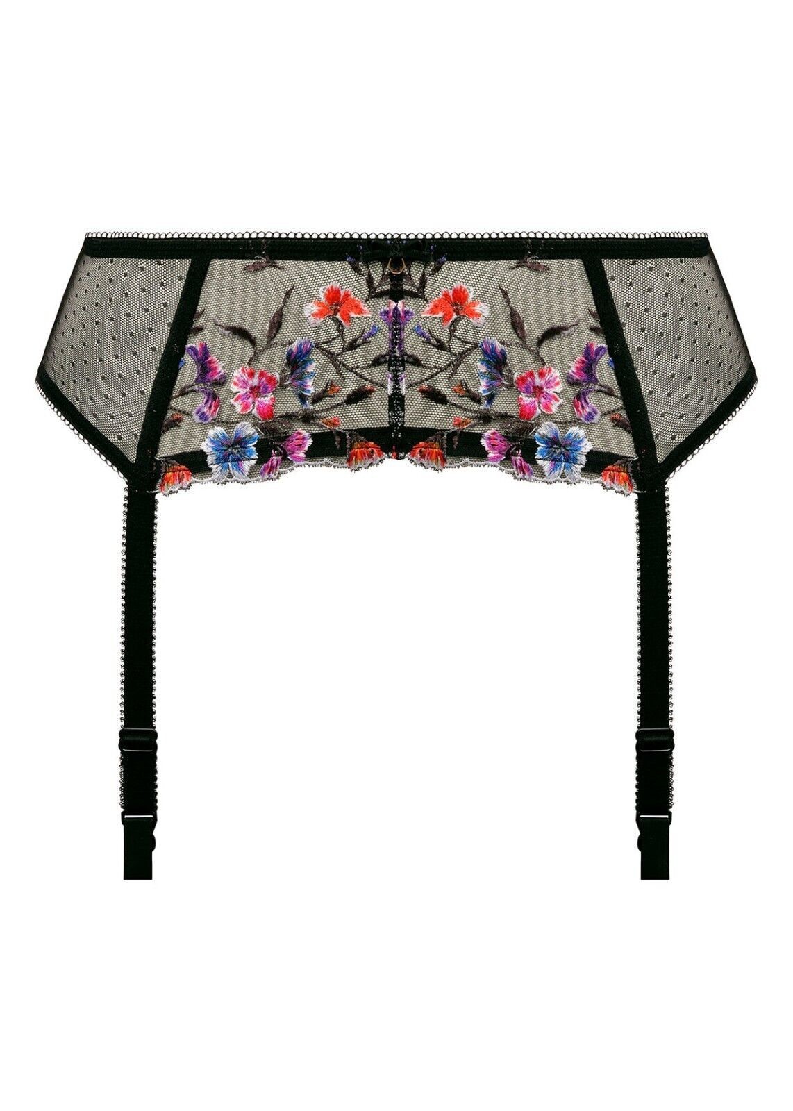 Fantasie Aurelia Black Suspender Belt Black Beautiful Multi colored embroidery