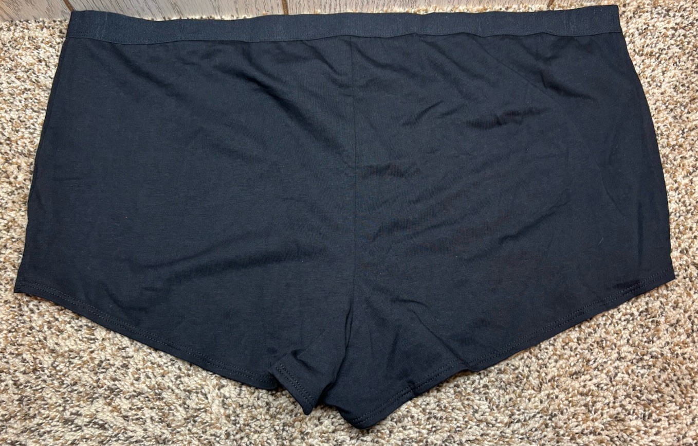 Auden Black Cotton Blend Boyshort Panty. Size: 4X (28-30).