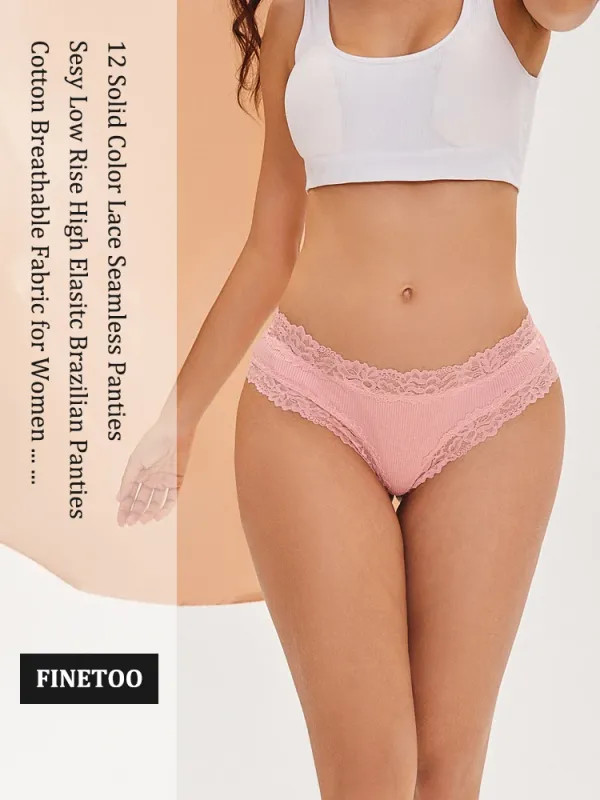 7 Pack Women Lace Cotton Knickers Brazilian Panties Seamless Low Rise Underwear