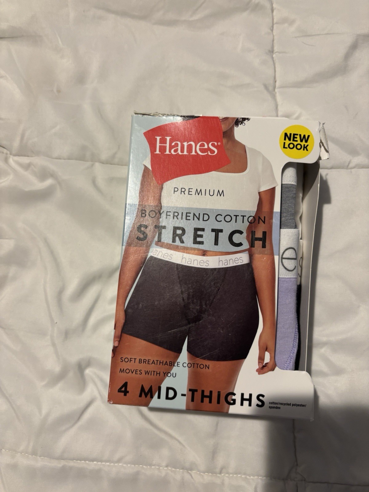 Hanes Premium Boyfriend Cotton Stretch Mid-Thigh Briefs 4 Pack Women’s Panties S