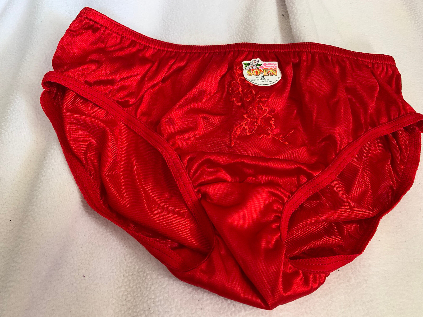 Nwot 100% Nylon Red brief panties XL With Nylon Satin Gusset
