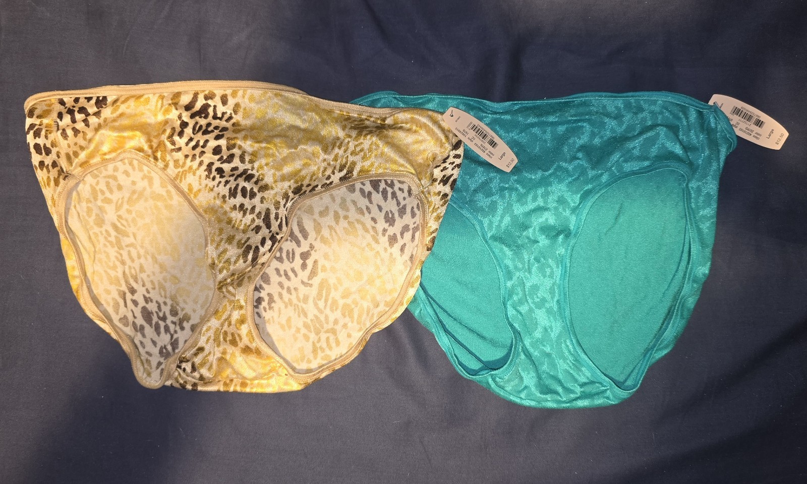 victorias secret hiphugger L 2 Pack Animal Print & Teal Nylon Spandex Stretch