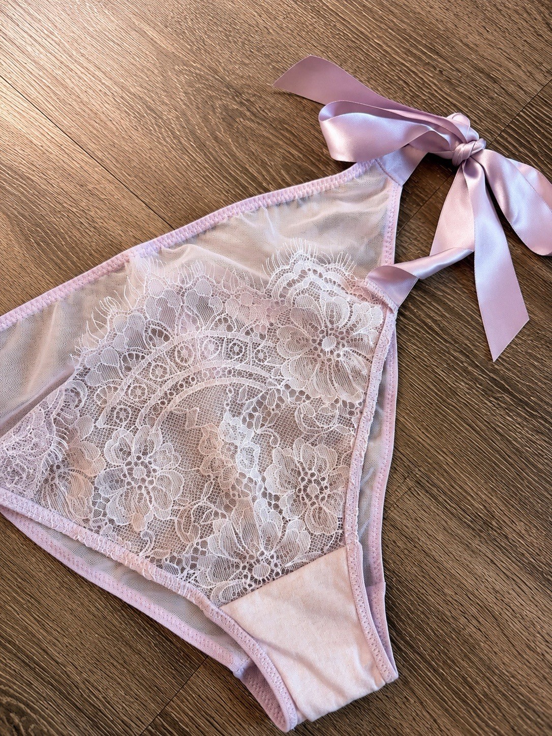 Adore Me Pink Lace Tie Side Panties Size M Coquette Lingerie
