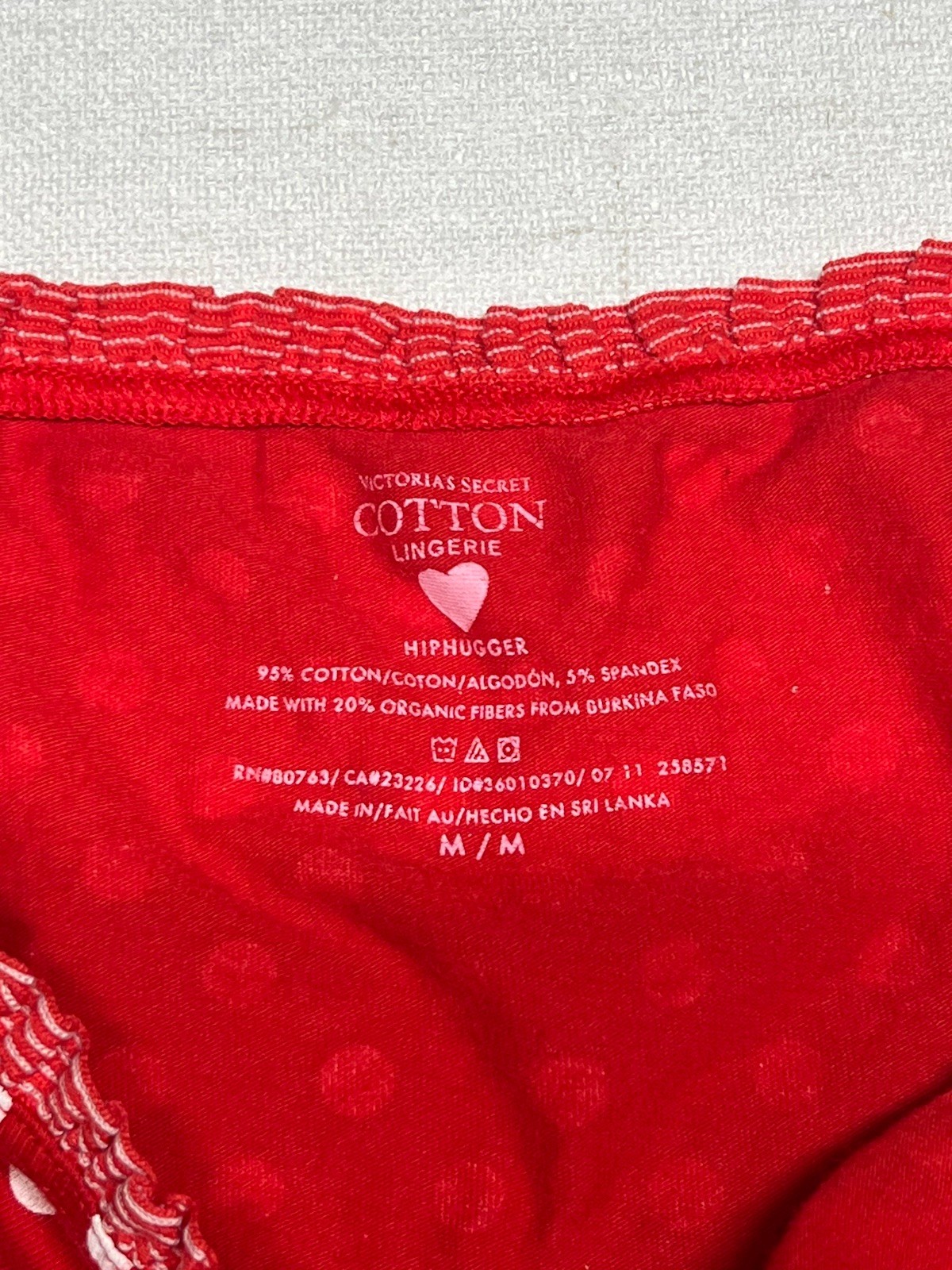 Vintage Victorias Secret Cotton Heart Logo Lingerie Ruffle Trim Bikini Panty M