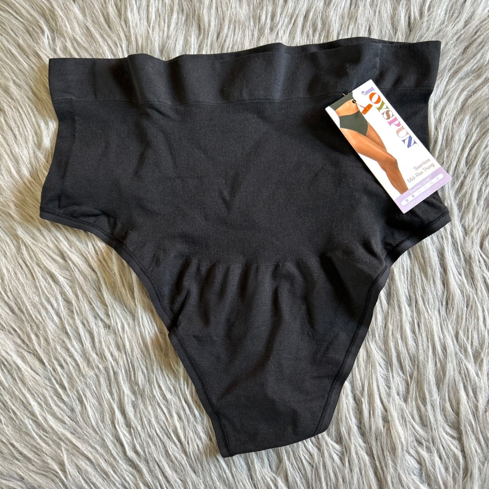 Joyspun Seamless Mid-Rise Thong Womens Size XXL (20) Black Shapewear Shaping NEW