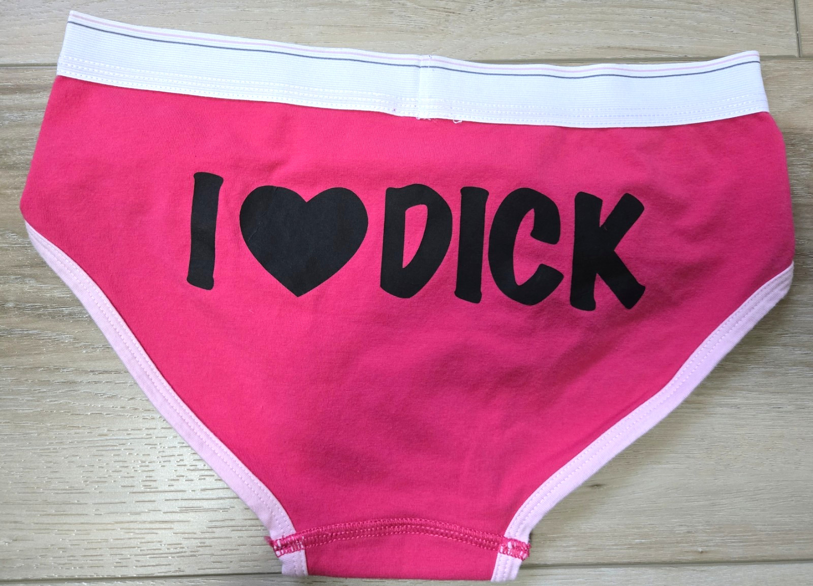 Dick’s Last Resort Pink Cotton Blend Graphics Boy Style Bikini Brief Panties S M