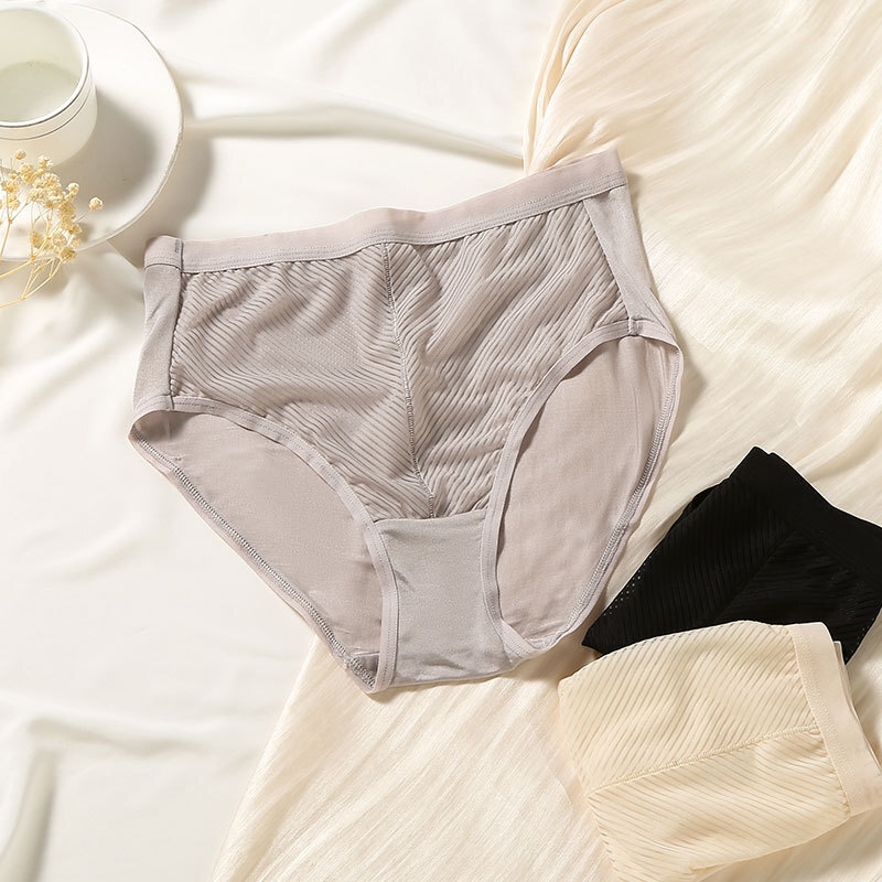 3 Pairs Mulberry Silk Underwear For Women Briefs Silk Striped Women Lady Panties