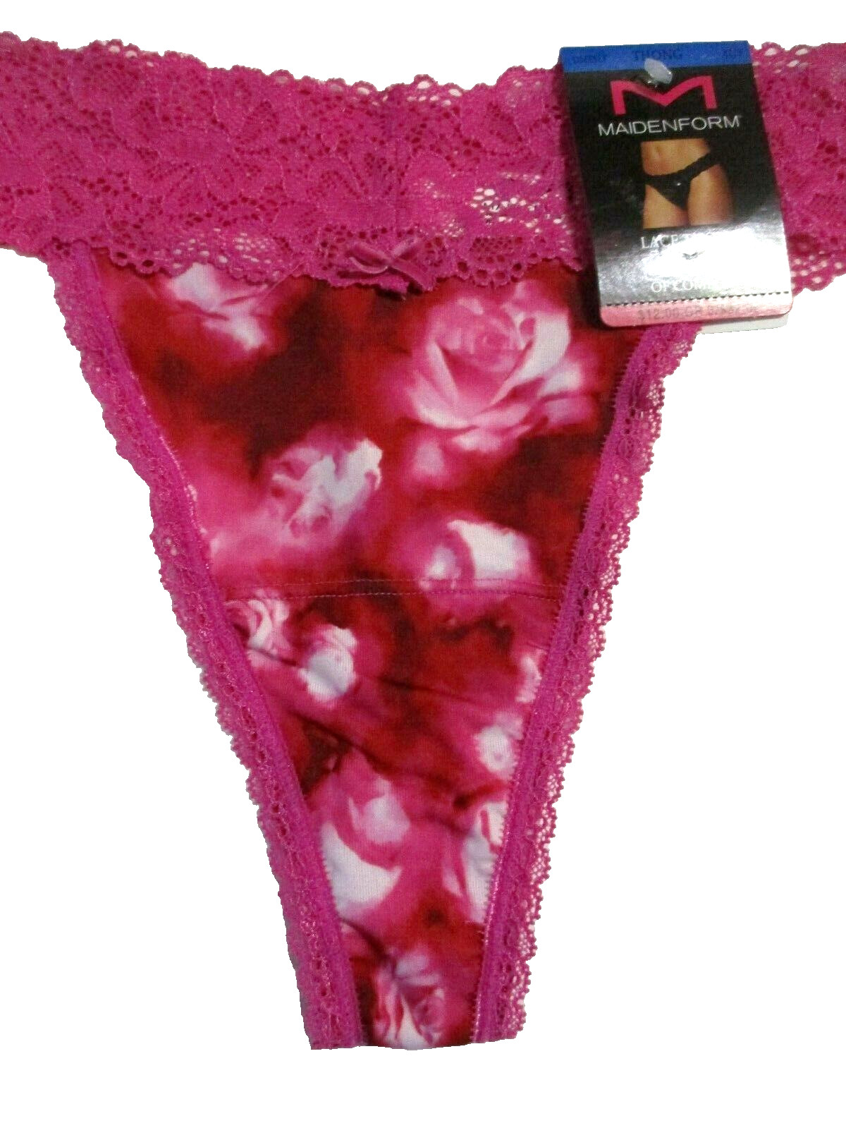 MAIDENFORM SZ XL 8 THONG SEXY SIDE OF COMFORT DMESLT FUCHSIA LACE NYLON PANTIES