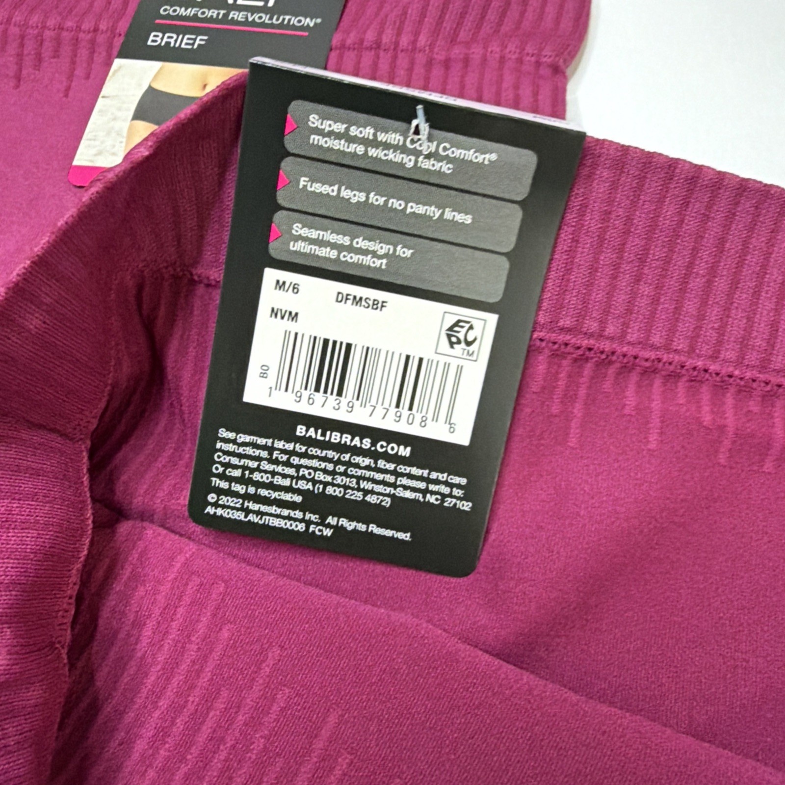 Bali Comfort Revolution Modern Seamless Maroon Brief Panty M/6 DFMSBF 3 Pack
