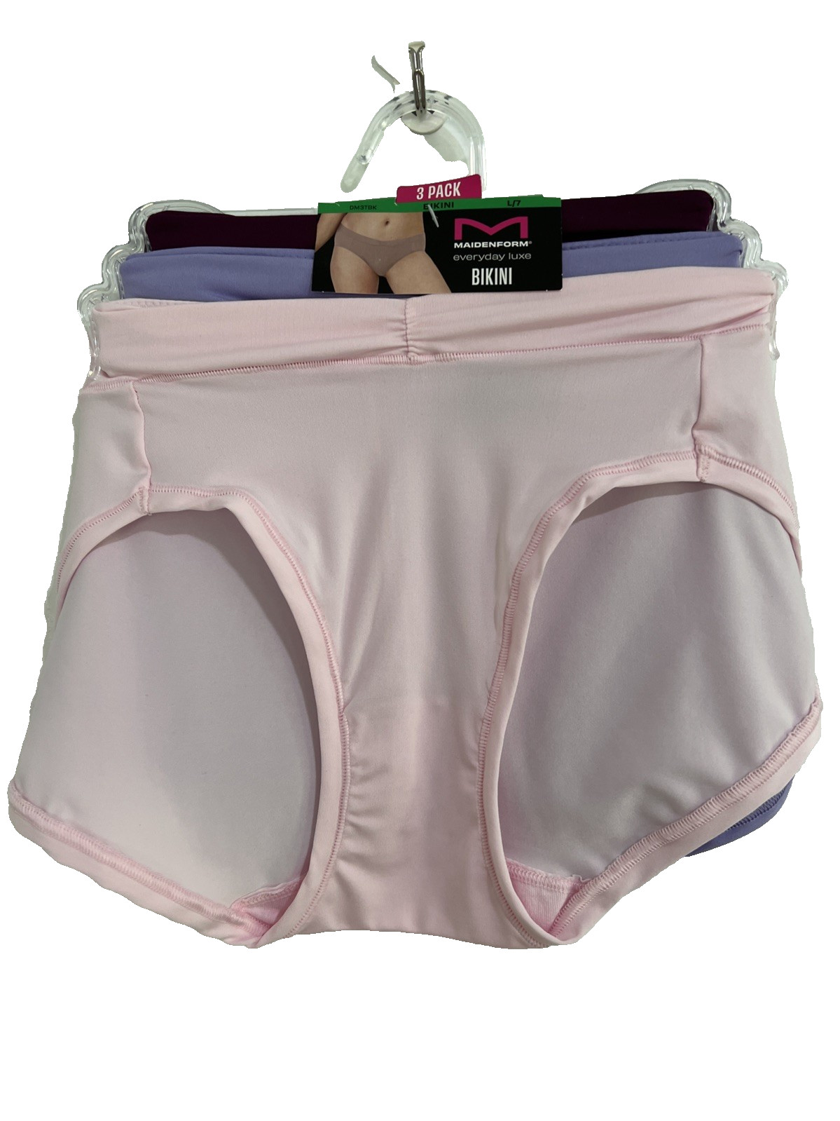 NEW 3 Pack Maidenform Everyday Luxe Bikini Panties L/7 Multi-Color DM3TBK