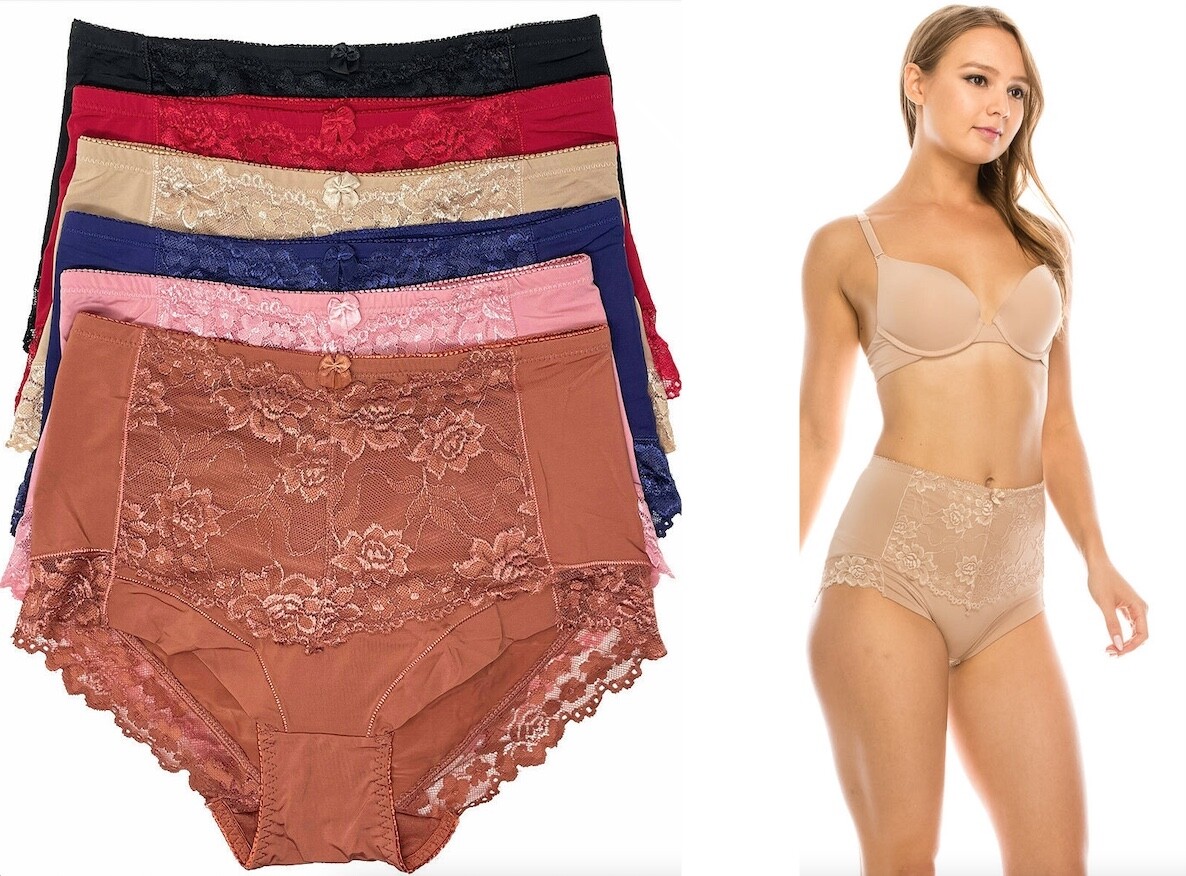 2 4 6 Pack Women High Waist Light Tummy Control Full Coverage Satin Brief 76 S-X