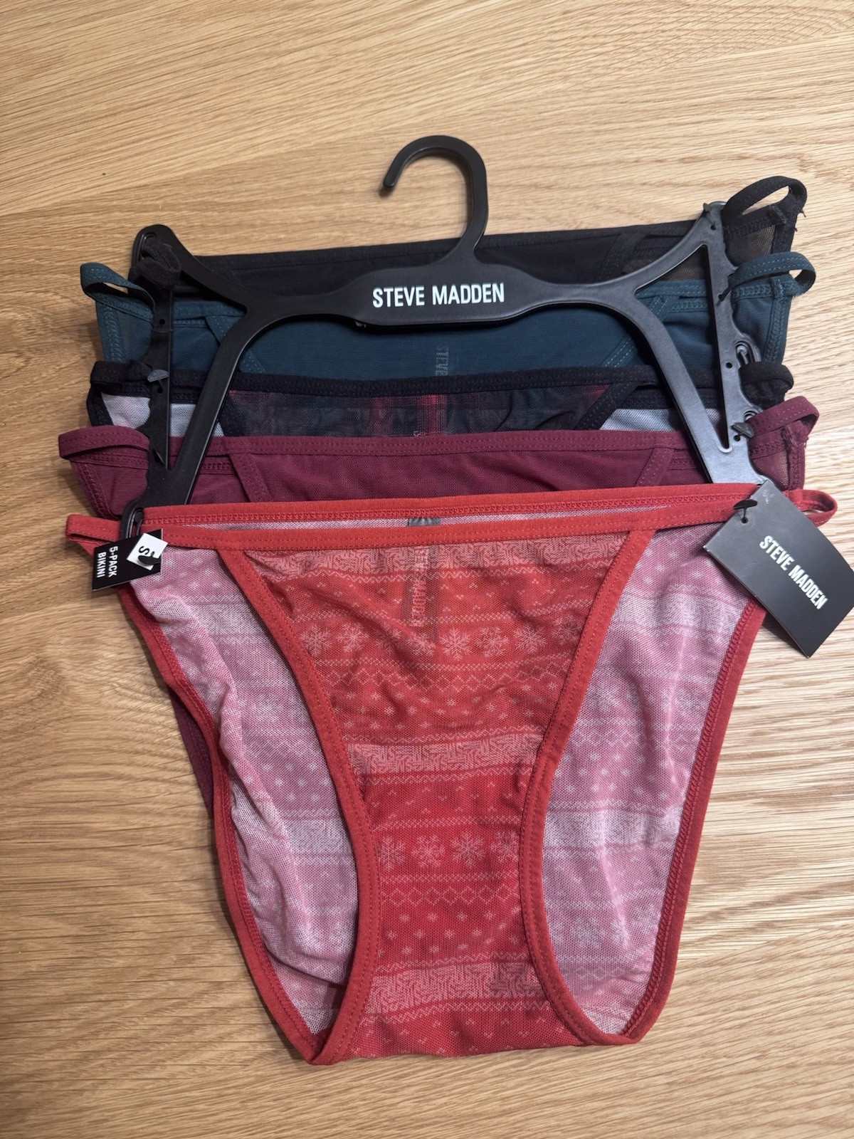 Steve Madden 5-Pack Bikini Panties Mesh Underwear Set Size Small NWT MSRP $60