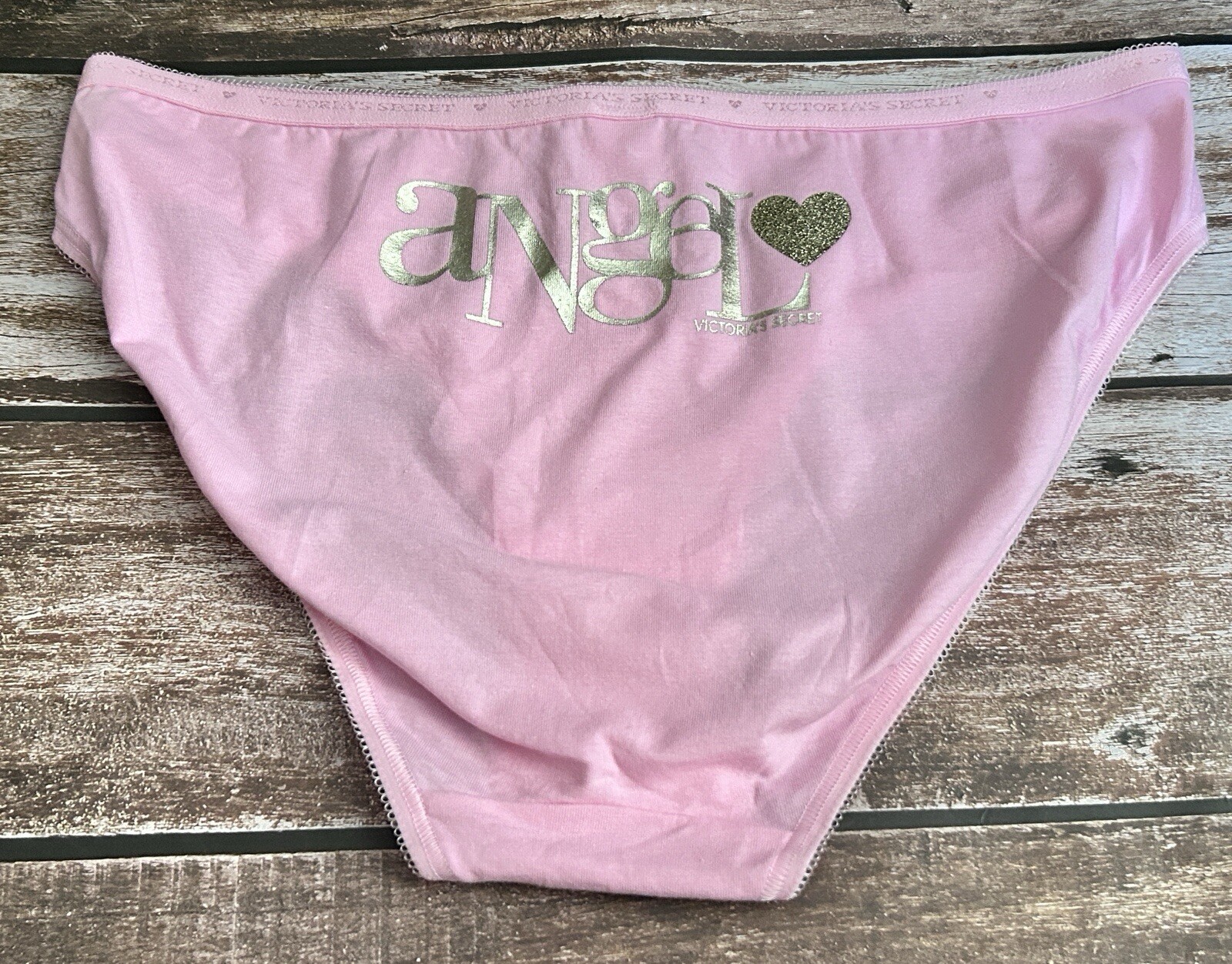 NWT Vtg Victorias Secret Pink “Angel”Wings Bikini Small Gold Heart Bling Sparkle
