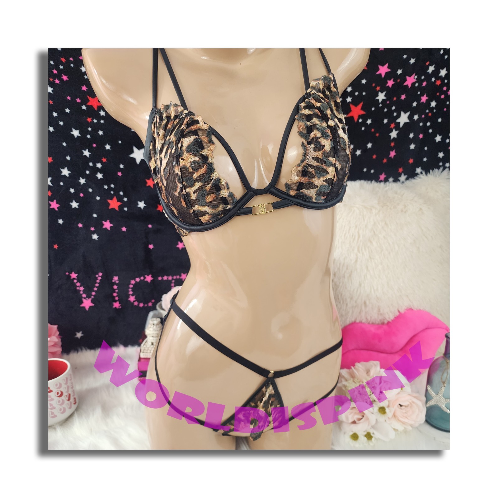 💎 Victoria’s Secret Low Cut Demi & Brazilian Slip 32DD/Medium z7#772 💎