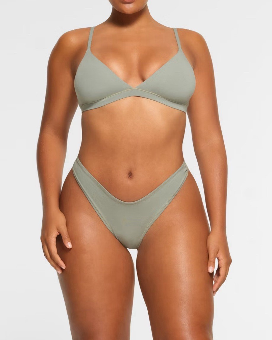 SKIMS Jersey Cotton Dipped Thong Mineral 4X New With Tags